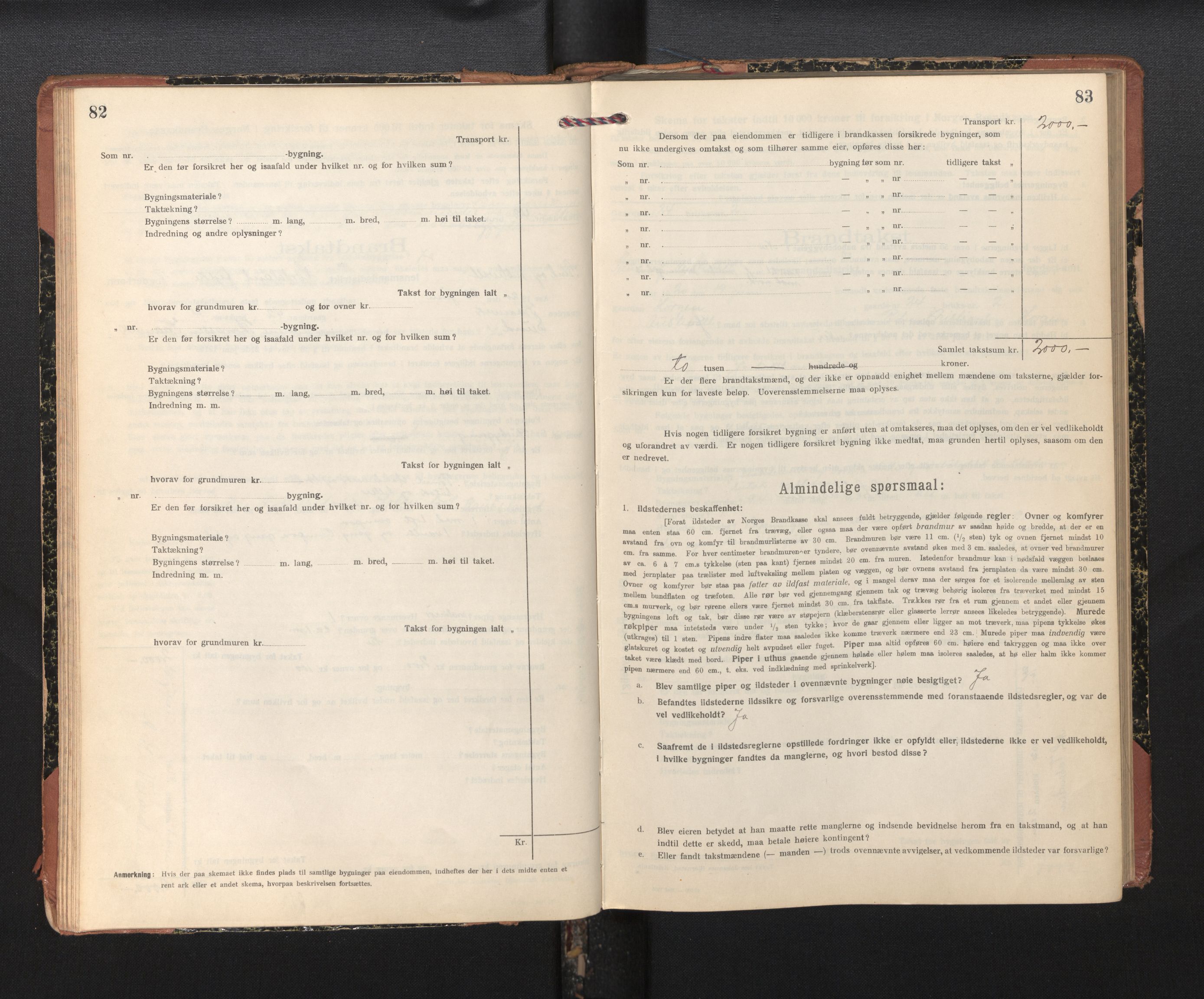 Lensmannen i Sund og Austevoll, SAB/A-35201/0012/L0004: Branntakstprotokoll, skjematakst, 1917-1949, p. 82-83