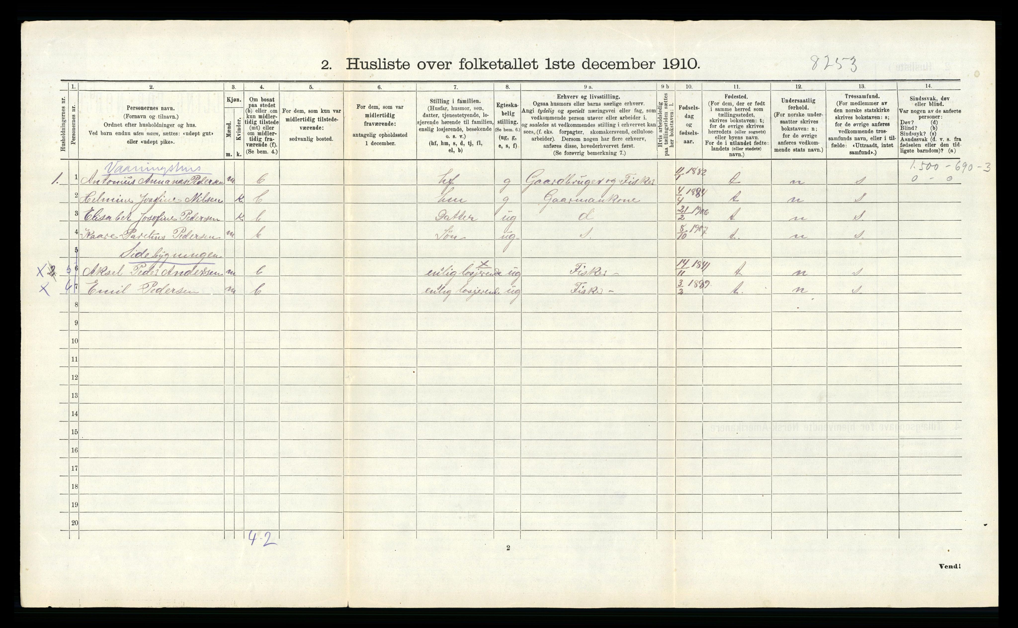 RA, 1910 census for Tysfjord, 1910, p. 498