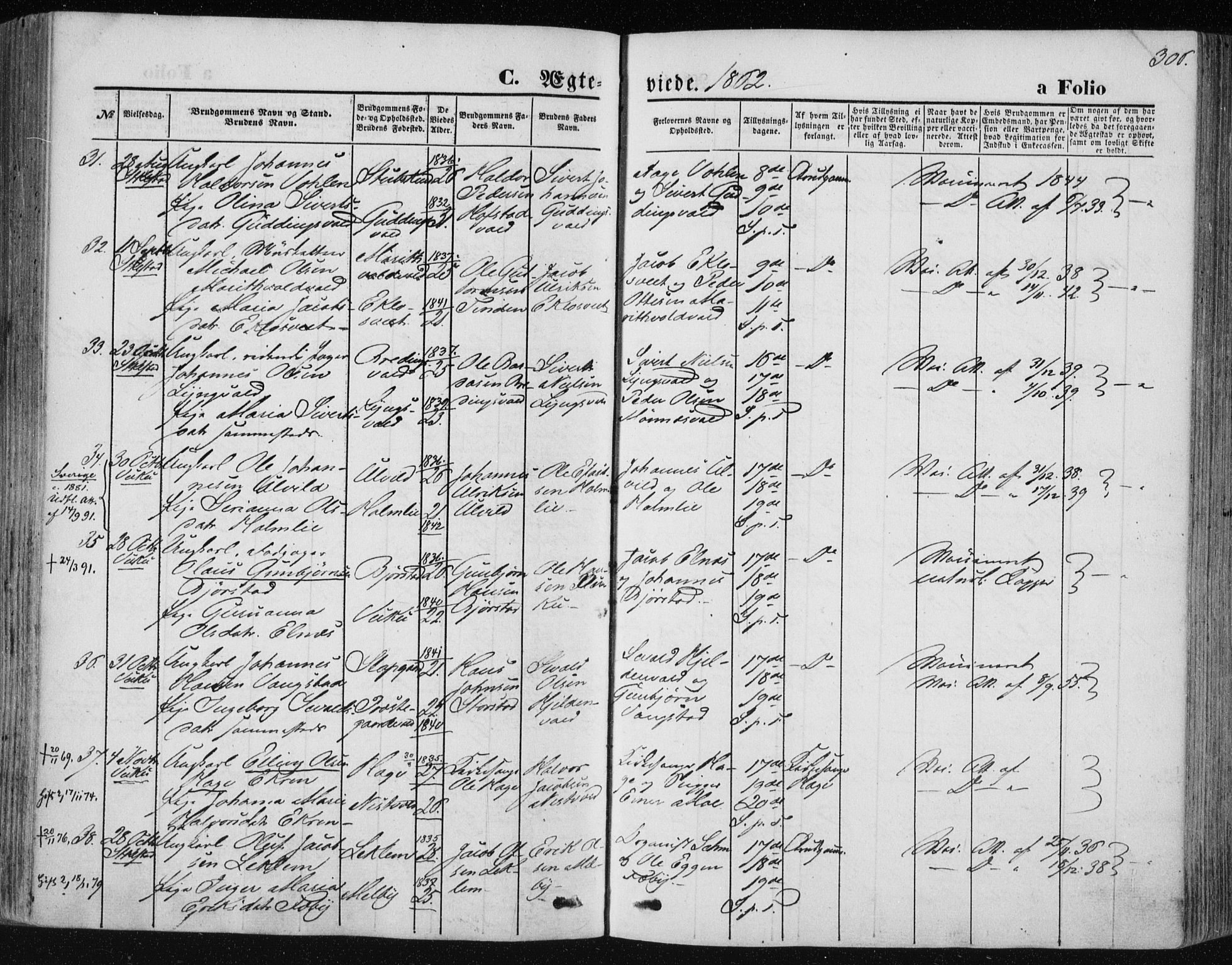 Ministerialprotokoller, klokkerbøker og fødselsregistre - Nord-Trøndelag, SAT/A-1458/723/L0241: Parish register (official) no. 723A10, 1860-1869, p. 306