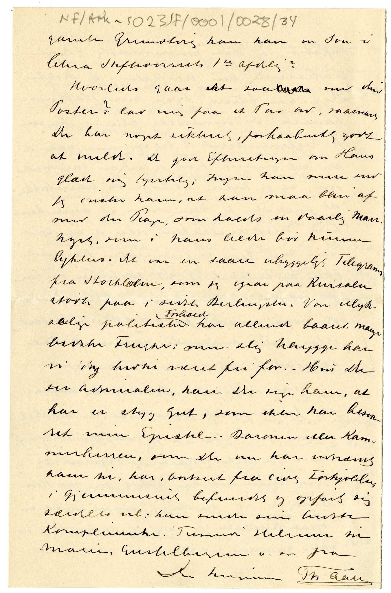 Diderik Maria Aalls brevsamling, NF/Ark-1023/F/L0001: D.M. Aalls brevsamling. A - B, 1738-1889, p. 397