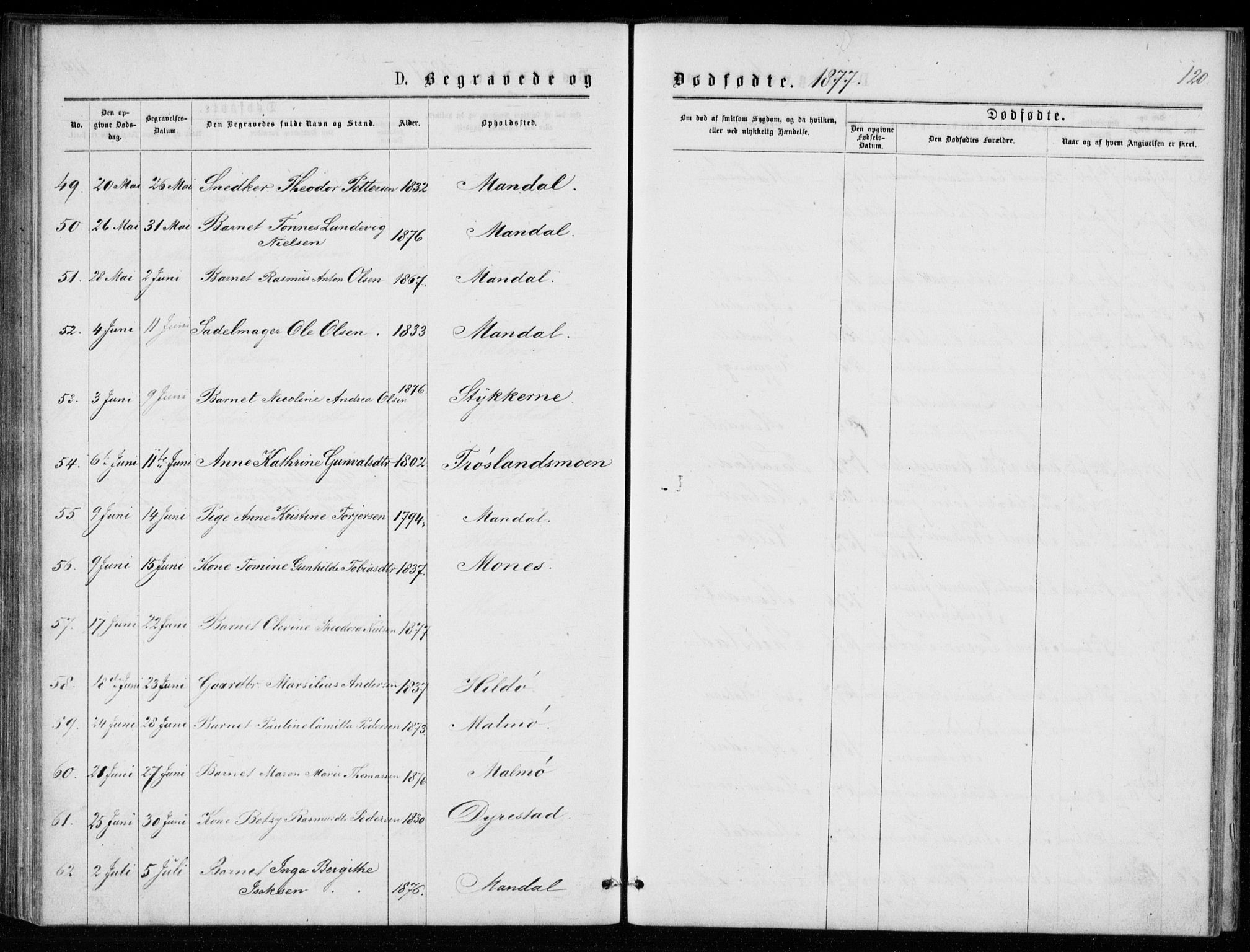 Mandal sokneprestkontor, AV/SAK-1111-0030/F/Fb/Fba/L0010: Parish register (copy) no. B 4, 1876-1880, p. 120