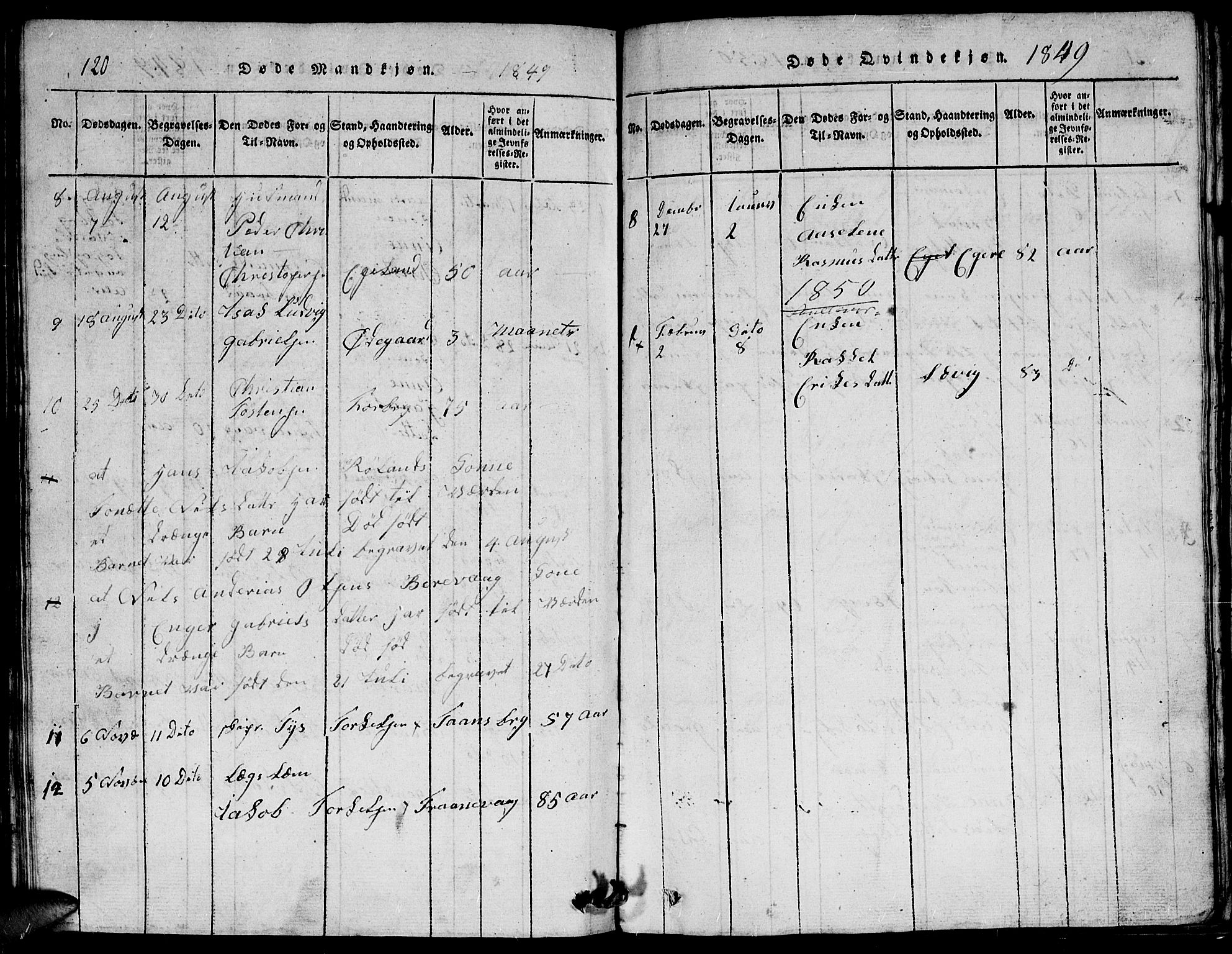 Herad sokneprestkontor, SAK/1111-0018/F/Fb/Fbb/L0001: Parish register (copy) no. B 1, 1815-1852, p. 120