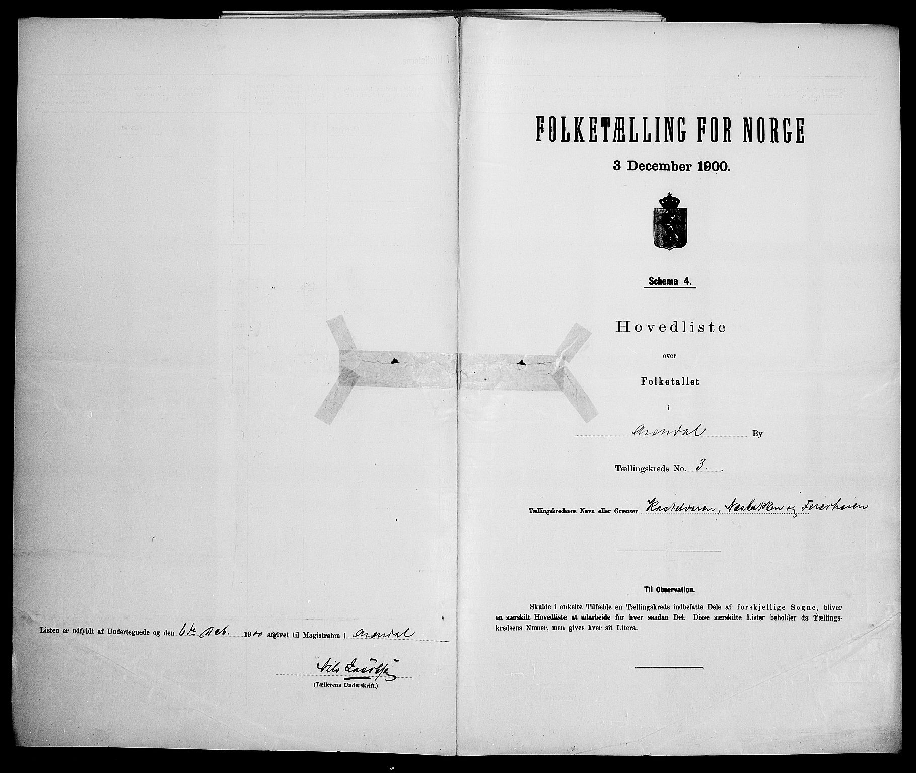 SAK, 1900 census for Arendal, 1900, p. 31