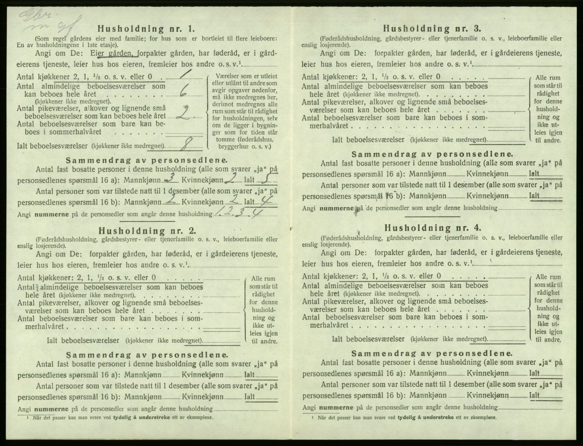 SAB, 1920 census for Tysnes, 1920, p. 1032