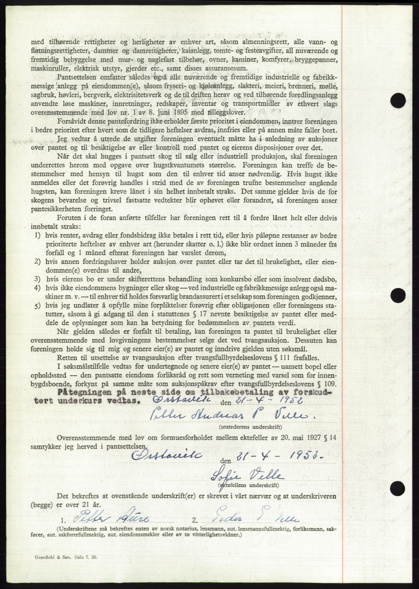 Søre Sunnmøre sorenskriveri, AV/SAT-A-4122/1/2/2C/L0121: Mortgage book no. 9B, 1951-1952, Diary no: : 712/1952