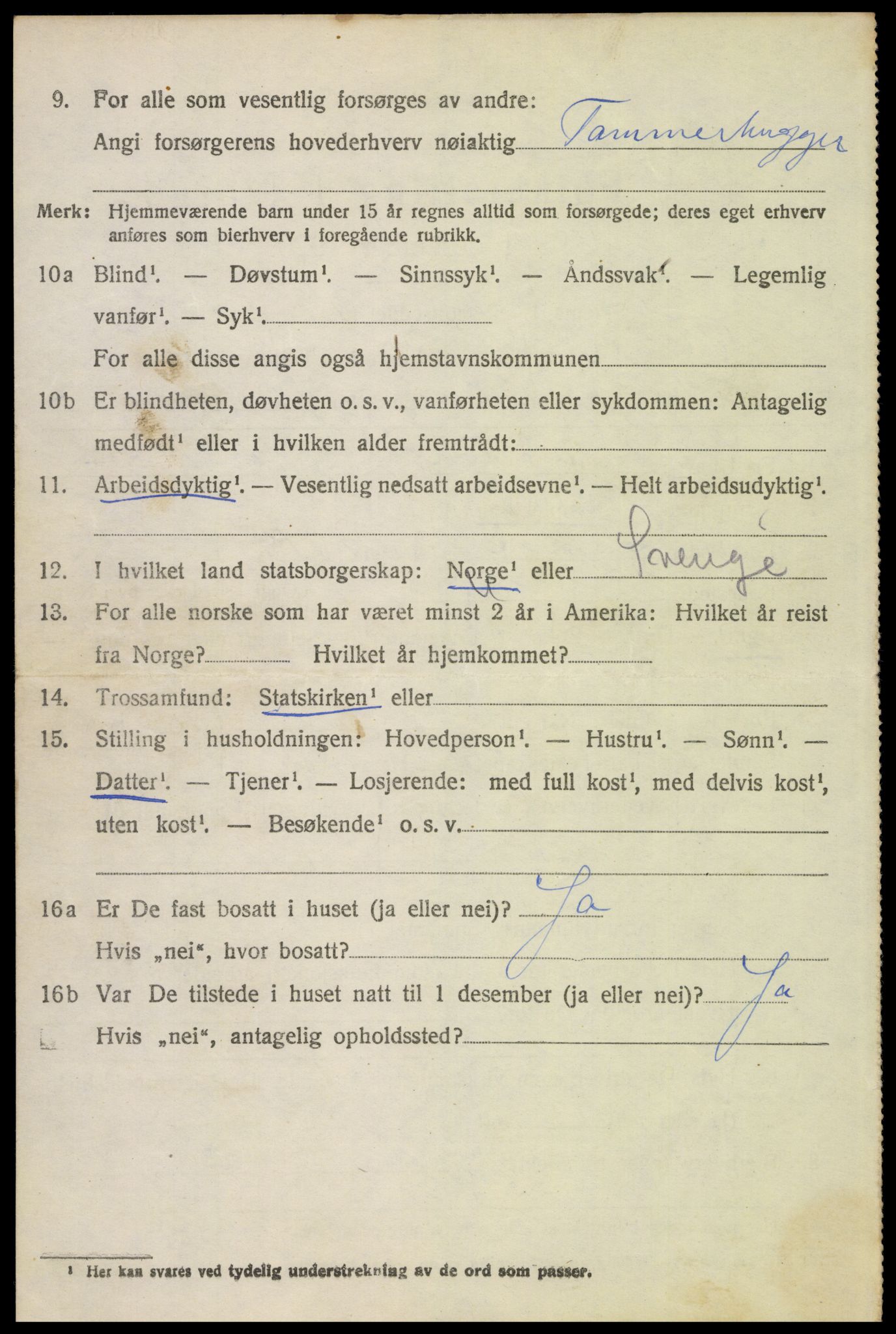 SAH, 1920 census for Trysil, 1920, p. 3460