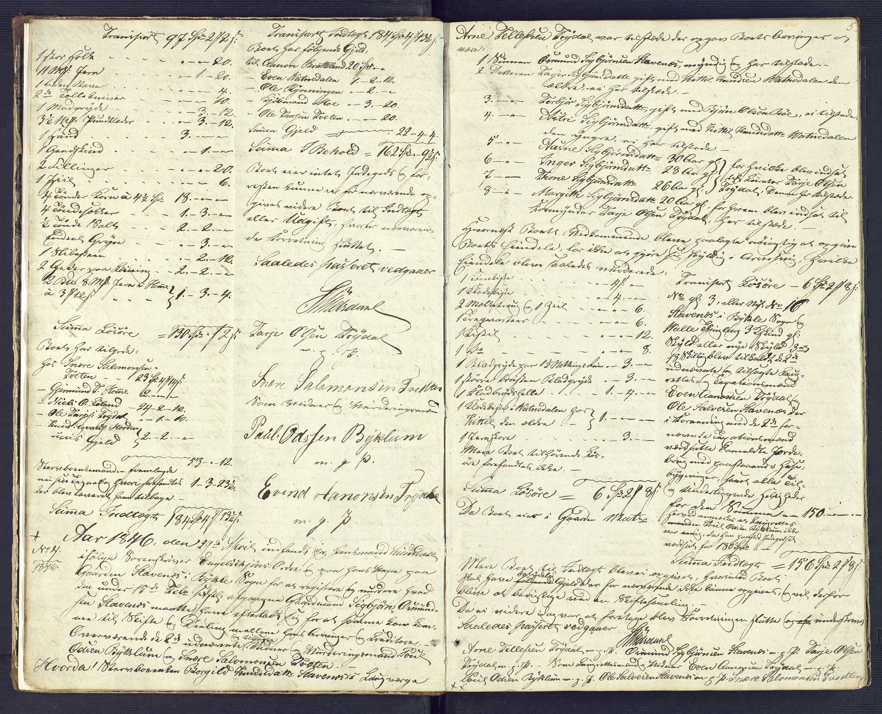 Setesdal sorenskriveri, SAK/1221-0011/H/Hc/L0025: Skifteregistreringsprotokoll nr 1 Valle tinglag med register, 1846-1861, p. 5