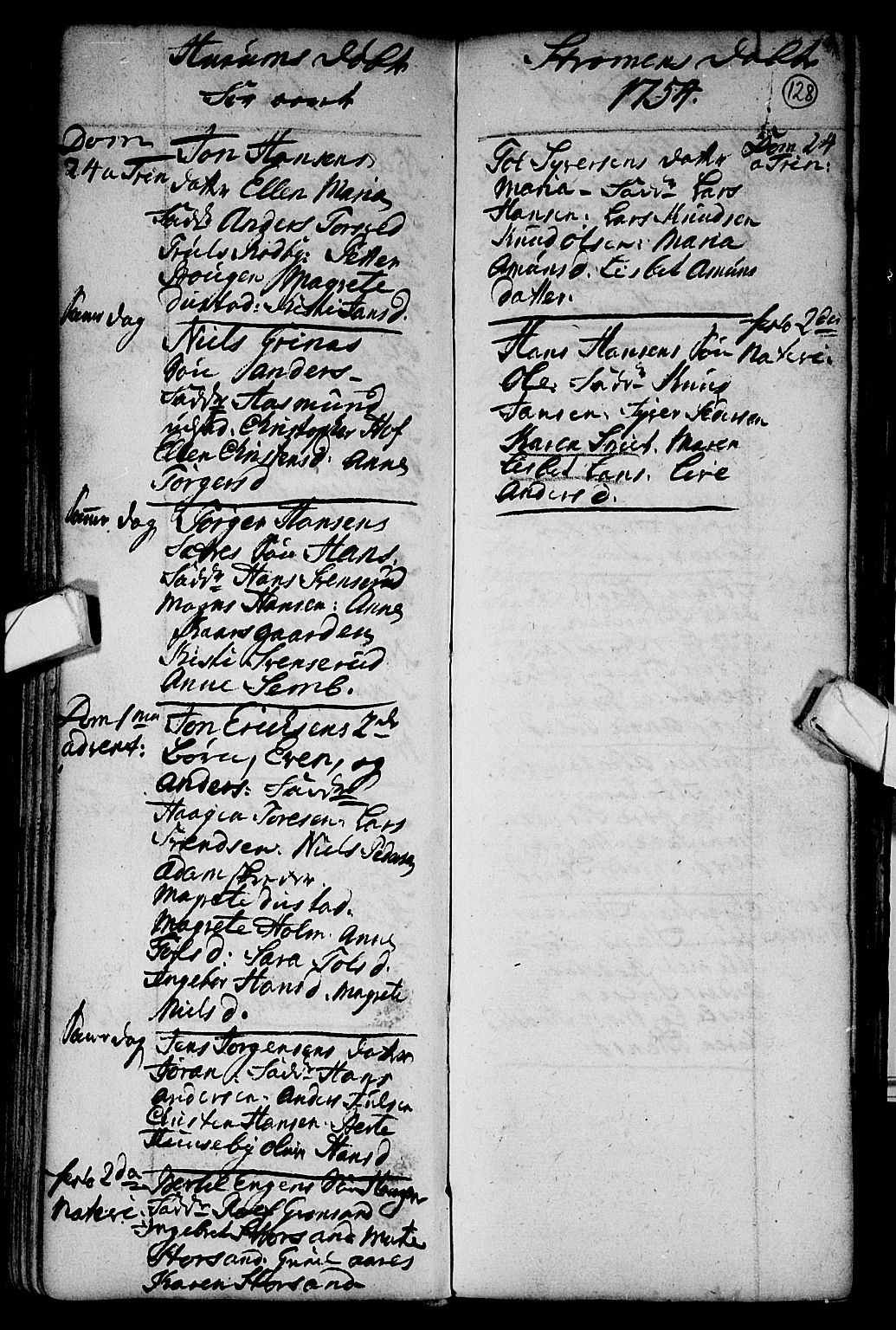 Hurum kirkebøker, AV/SAKO-A-229/F/Fa/L0002: Parish register (official) no. 2, 1733-1757, p. 128