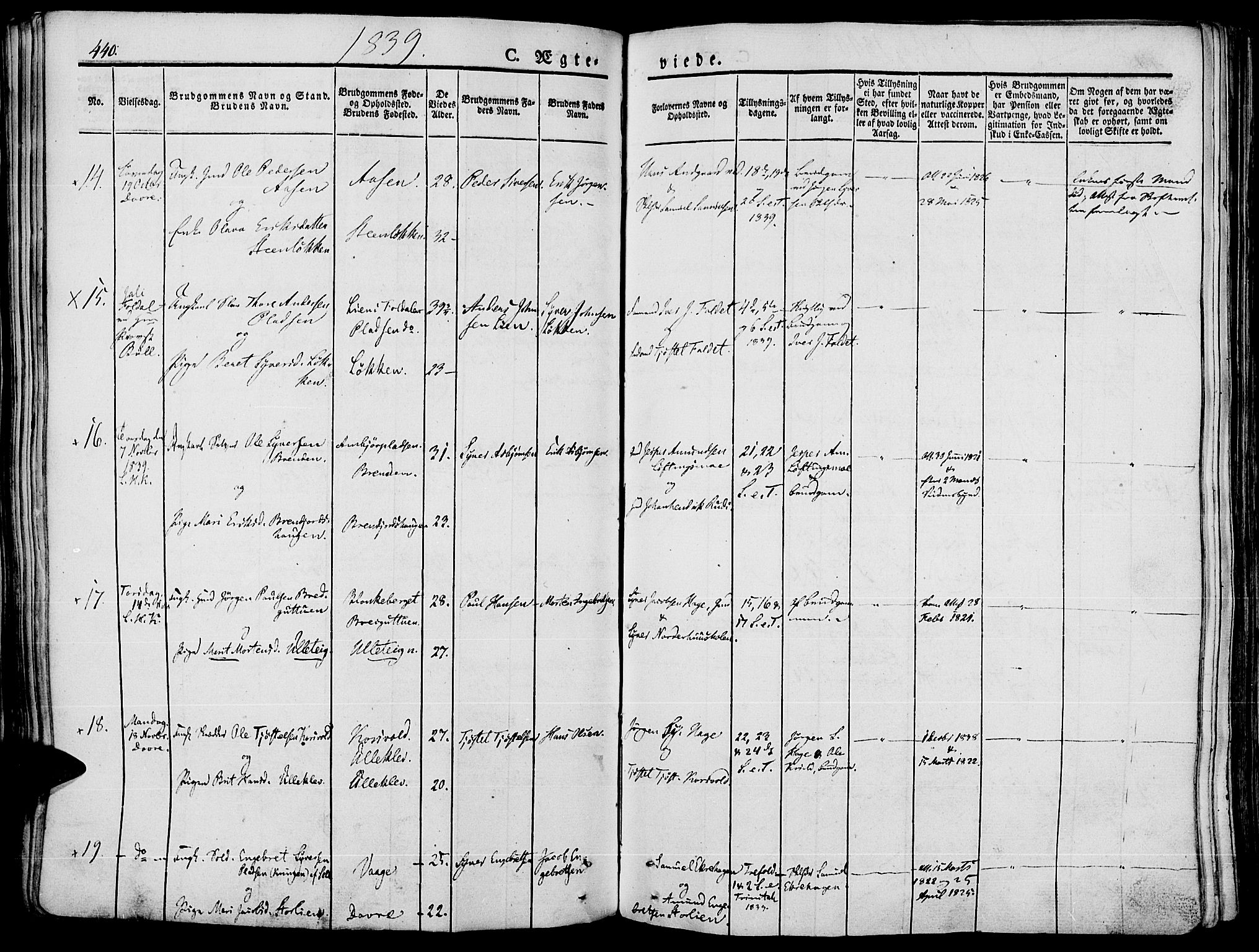 Lesja prestekontor, SAH/PREST-068/H/Ha/Haa/L0005: Parish register (official) no. 5, 1830-1842, p. 440