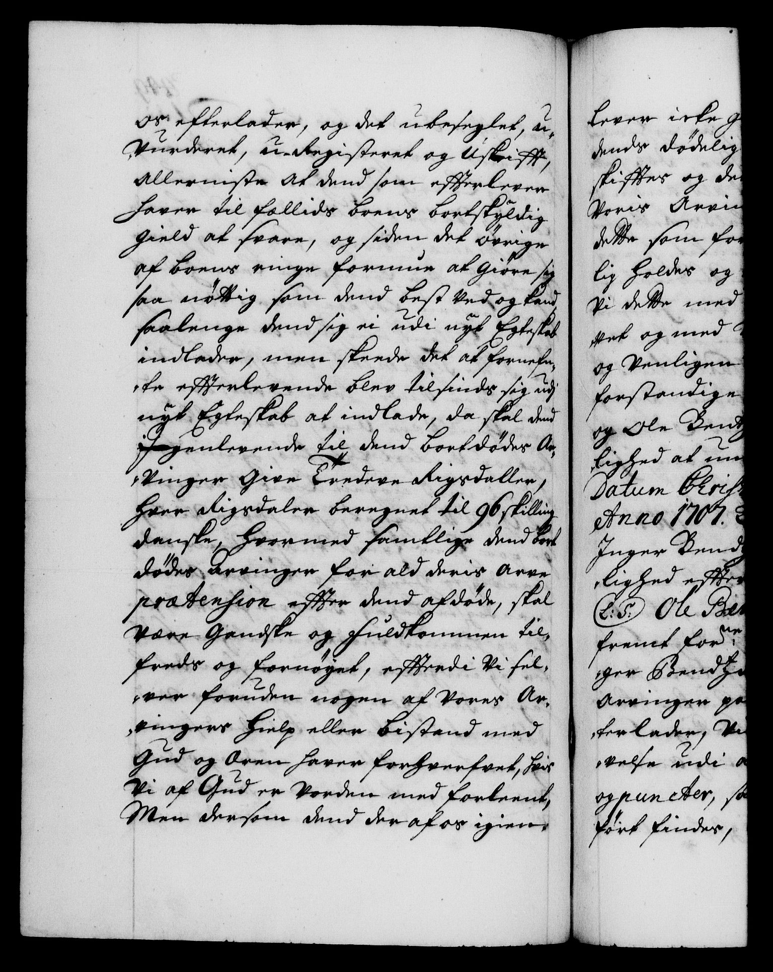 Danske Kanselli 1572-1799, AV/RA-EA-3023/F/Fc/Fca/Fcaa/L0019: Norske registre, 1704-1707, p. 449b