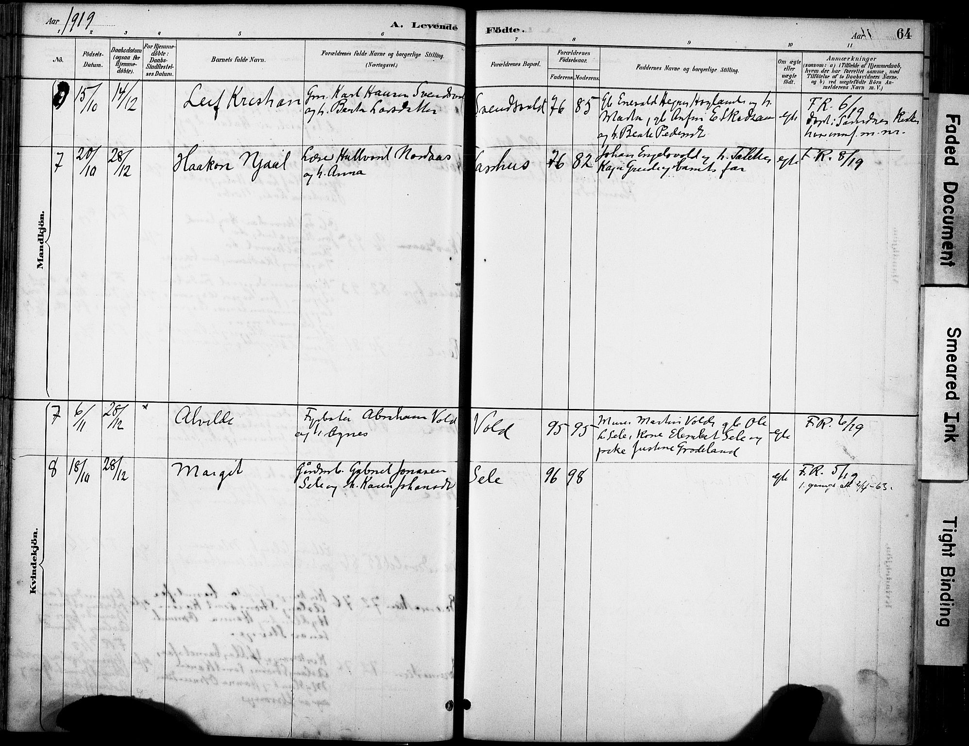 Klepp sokneprestkontor, AV/SAST-A-101803/001/3/30BA/L0008: Parish register (official) no. A 9, 1886-1919, p. 64