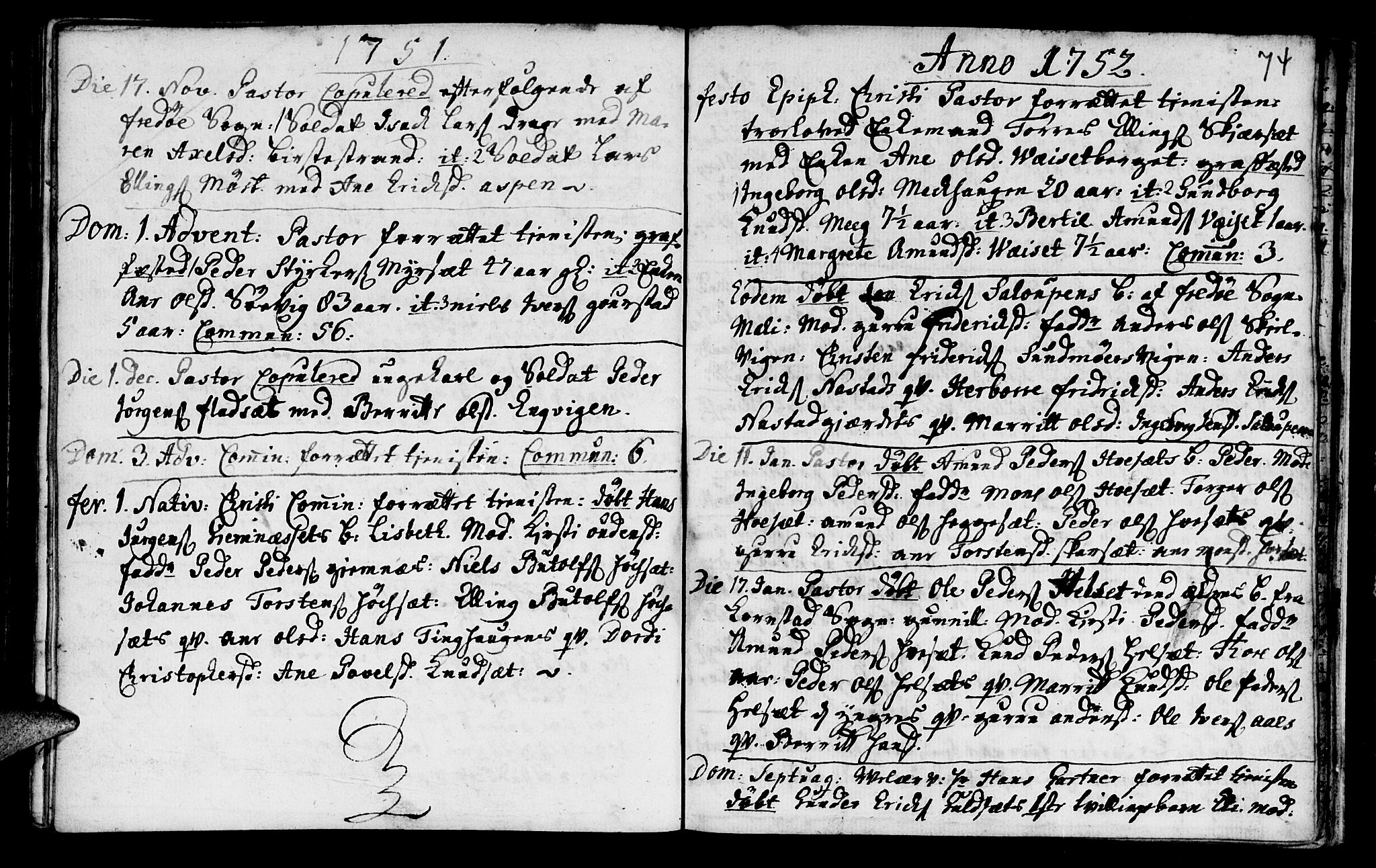 Ministerialprotokoller, klokkerbøker og fødselsregistre - Møre og Romsdal, SAT/A-1454/568/L0797: Parish register (official) no. 568A06, 1731-1760, p. 74