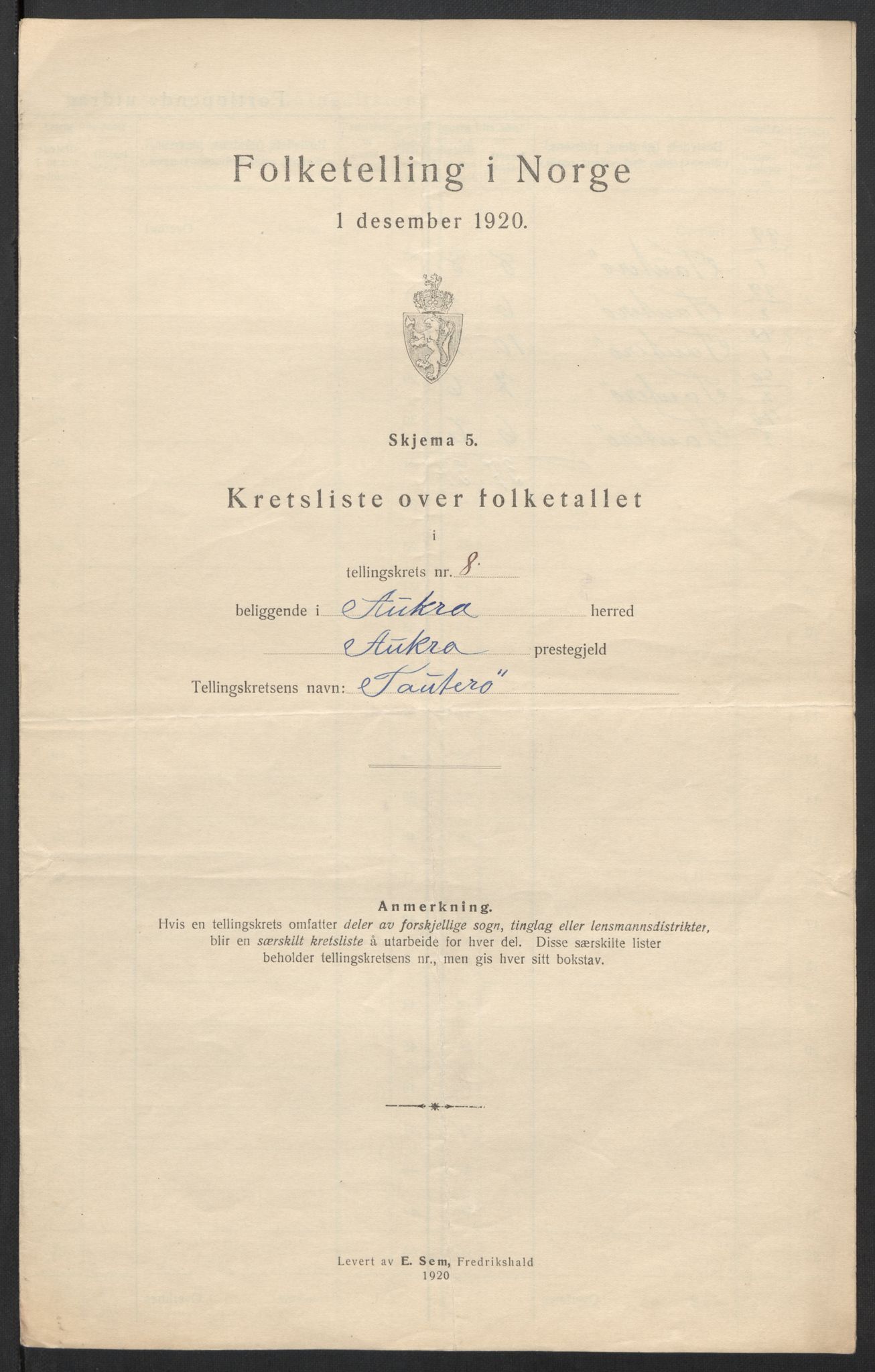 SAT, 1920 census for Aukra, 1920, p. 28