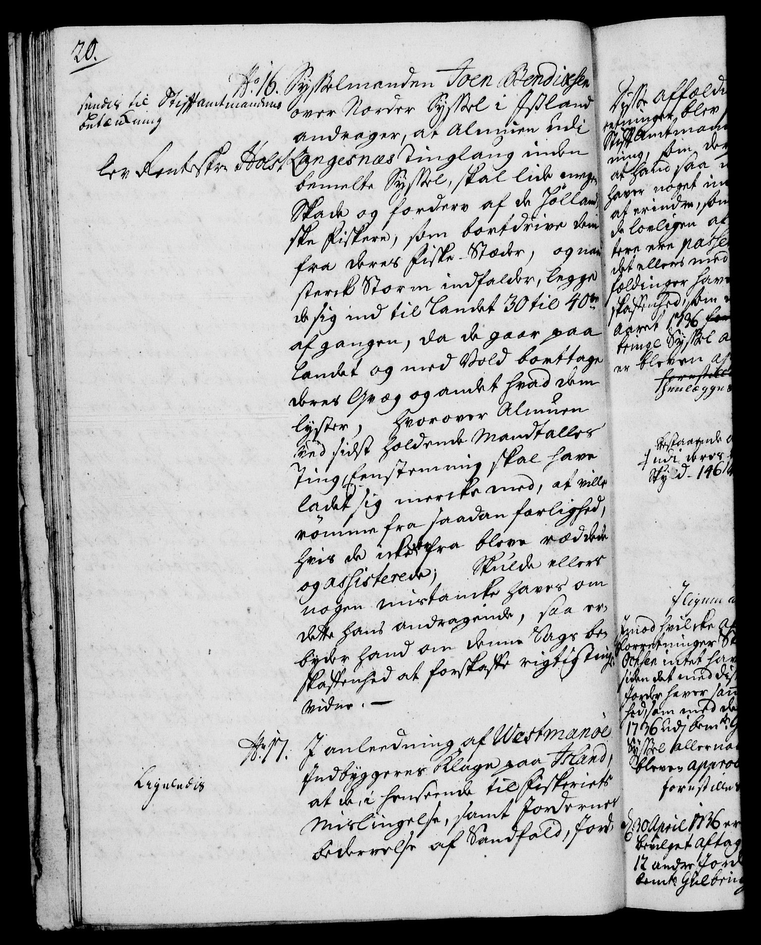 Rentekammeret, Kammerkanselliet, RA/EA-3111/G/Gh/Gha/L0020: Norsk ekstraktmemorialprotokoll (merket RK 53.65), 1738-1739, p. 20