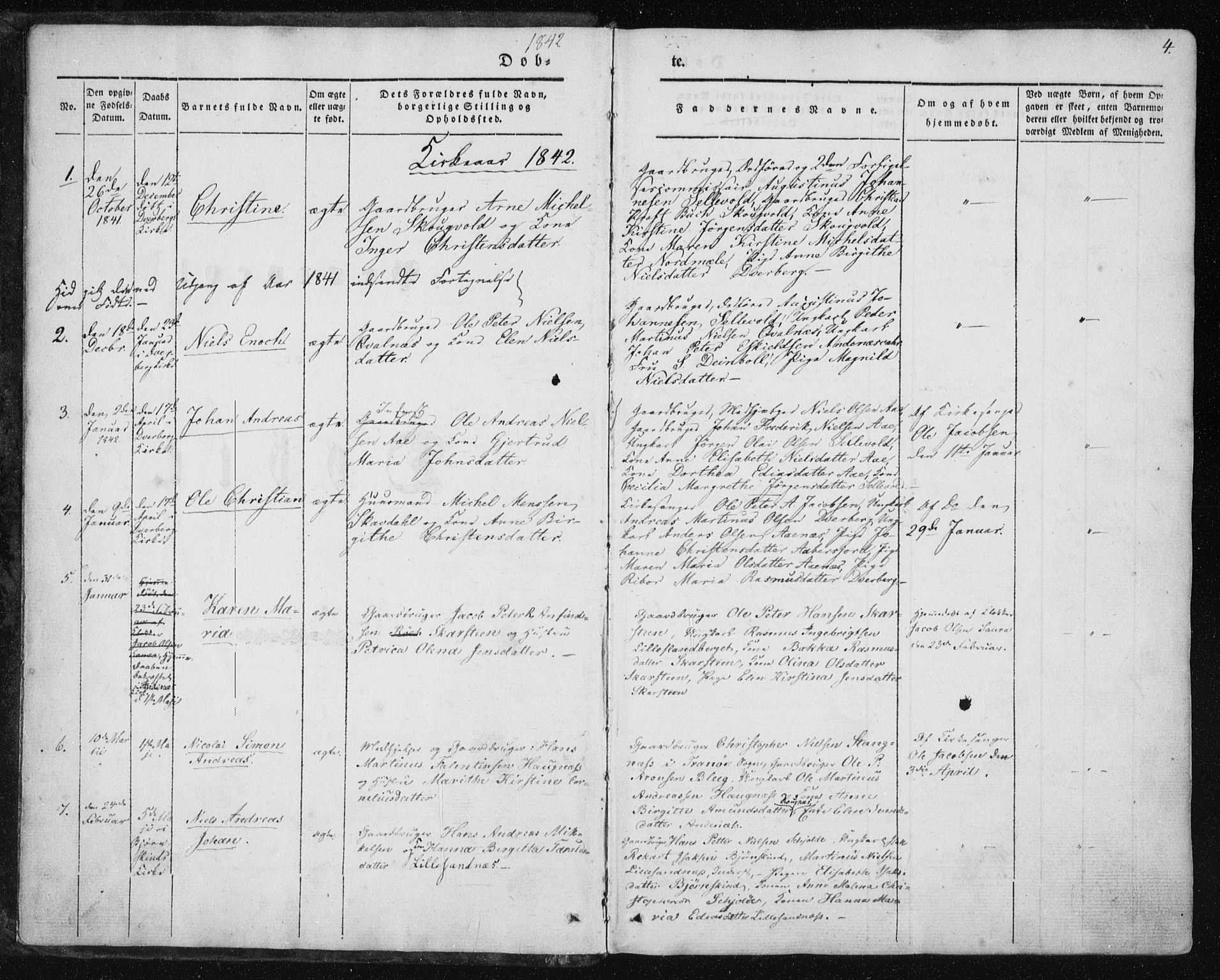 Ministerialprotokoller, klokkerbøker og fødselsregistre - Nordland, SAT/A-1459/897/L1396: Parish register (official) no. 897A04, 1842-1866, p. 4