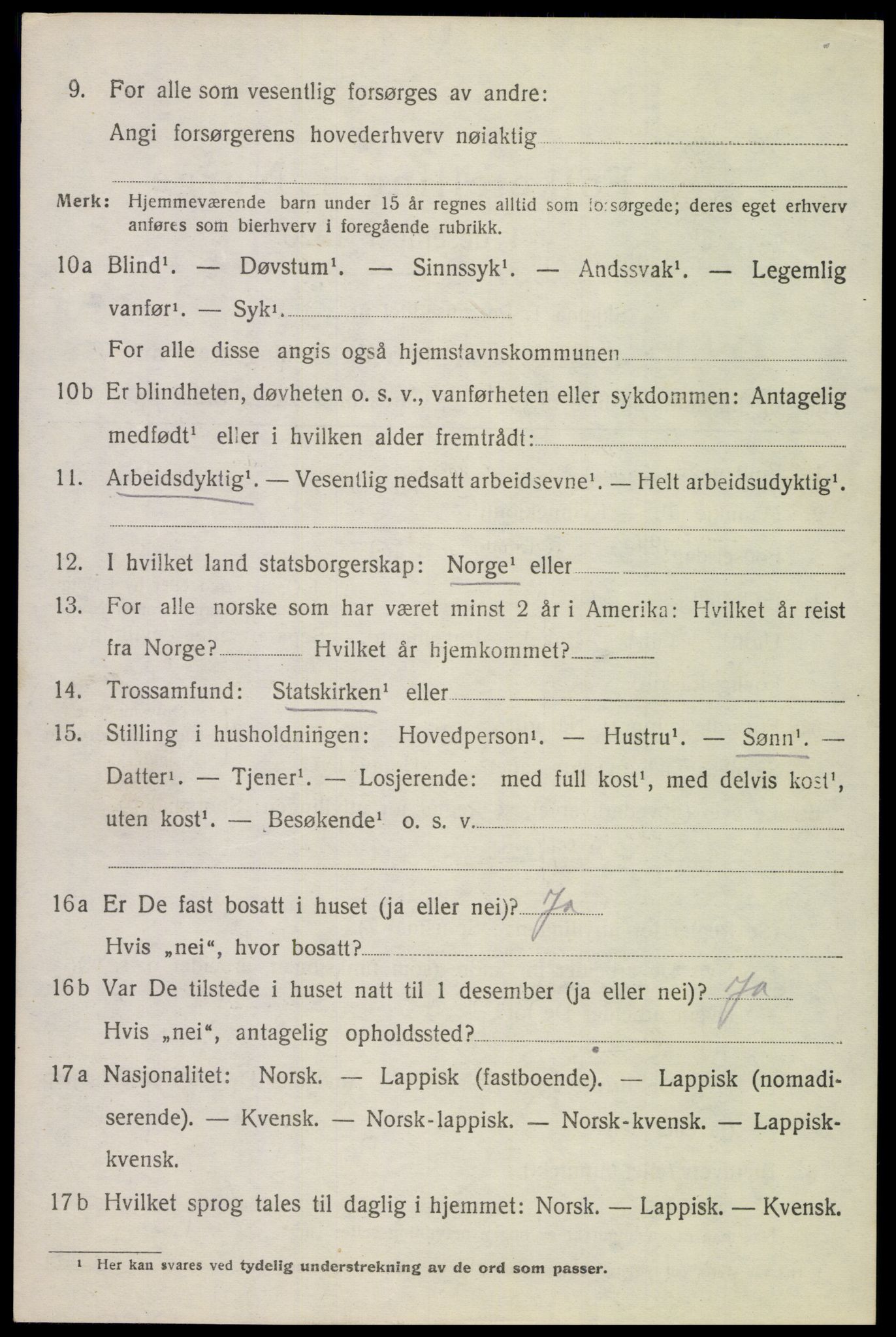 SAT, 1920 census for Evenes, 1920, p. 8349