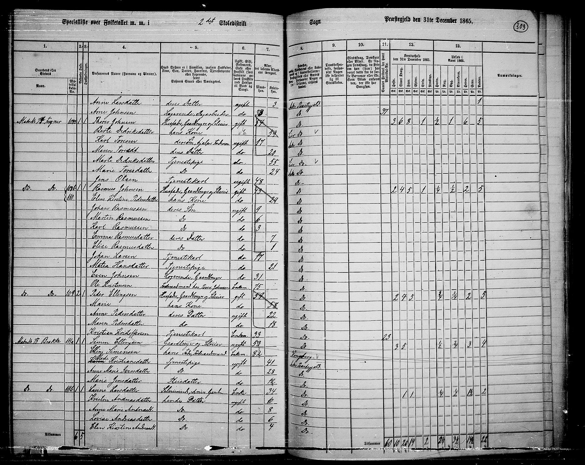 RA, 1865 census for Asker, 1865, p. 292