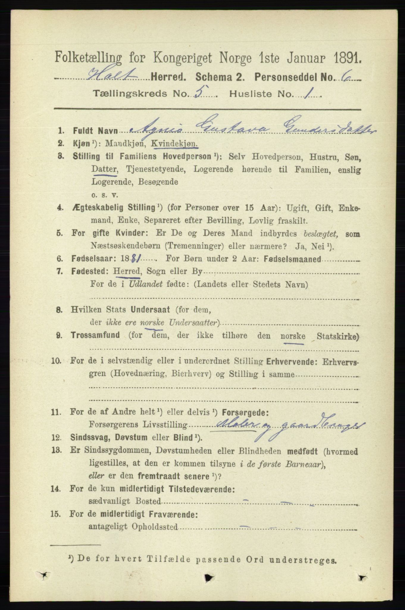 RA, 1891 census for 0914 Holt, 1891, p. 2337