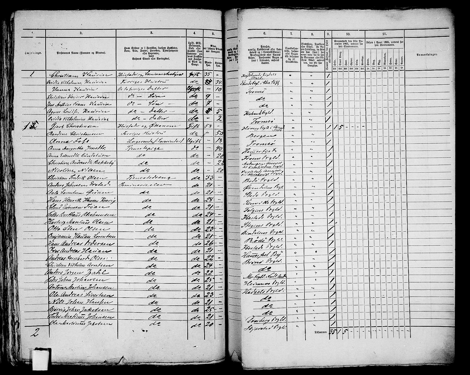 RA, 1865 census for Tromsø, 1865, p. 734