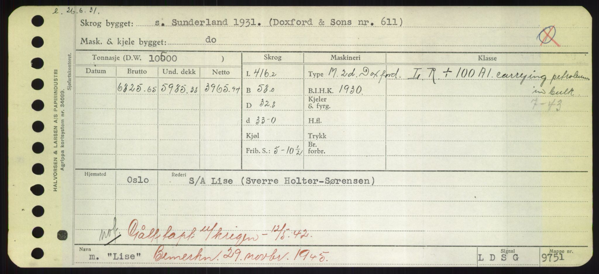 Sjøfartsdirektoratet med forløpere, Skipsmålingen, RA/S-1627/H/Hd/L0023: Fartøy, Lia-Løv, p. 199