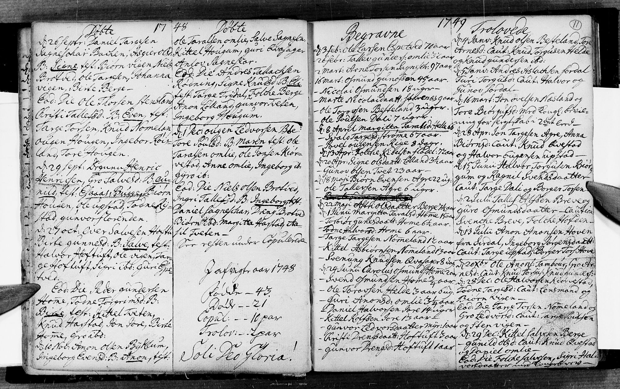 Valle sokneprestkontor, AV/SAK-1111-0044/F/Fa/Fac/L0002: Parish register (official) no. A 2, 1745-1776, p. 11