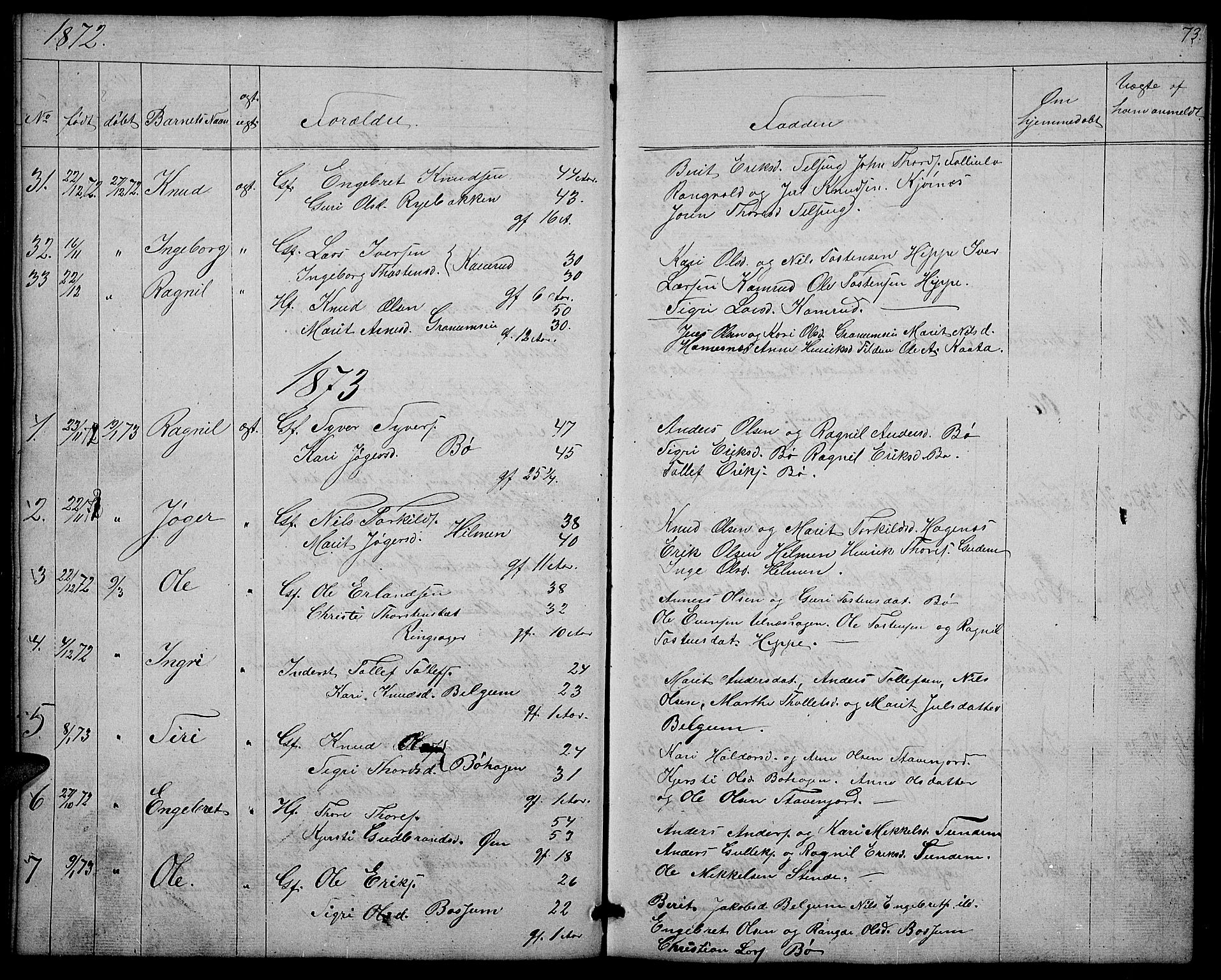 Nord-Aurdal prestekontor, SAH/PREST-132/H/Ha/Hab/L0004: Parish register (copy) no. 4, 1842-1882, p. 73