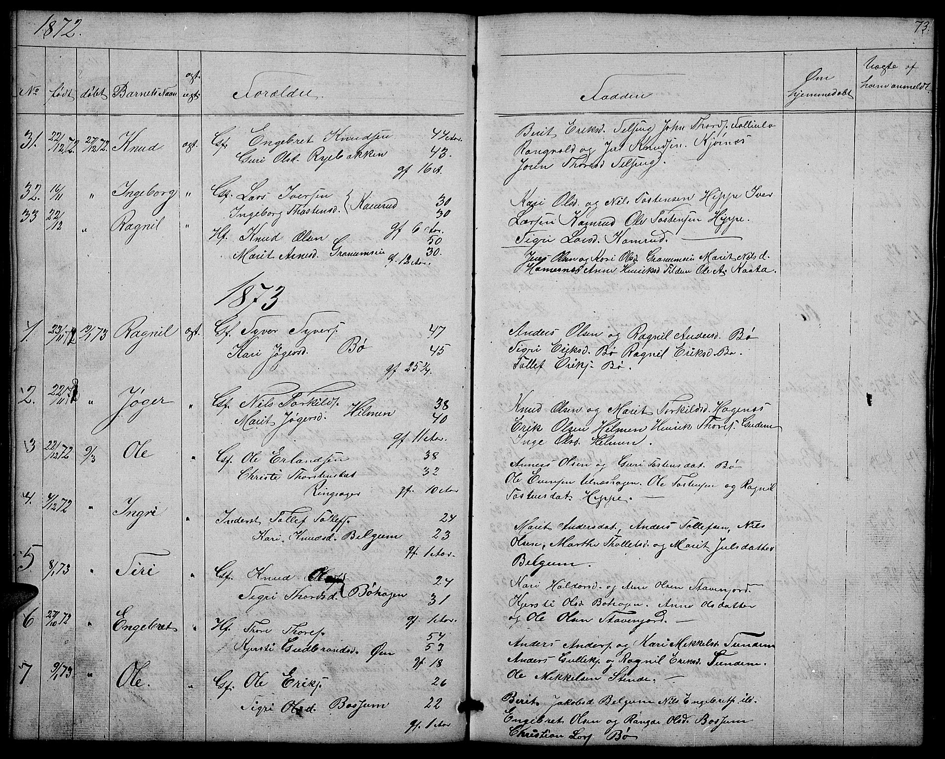 Nord-Aurdal prestekontor, AV/SAH-PREST-132/H/Ha/Hab/L0004: Parish register (copy) no. 4, 1842-1882, p. 73