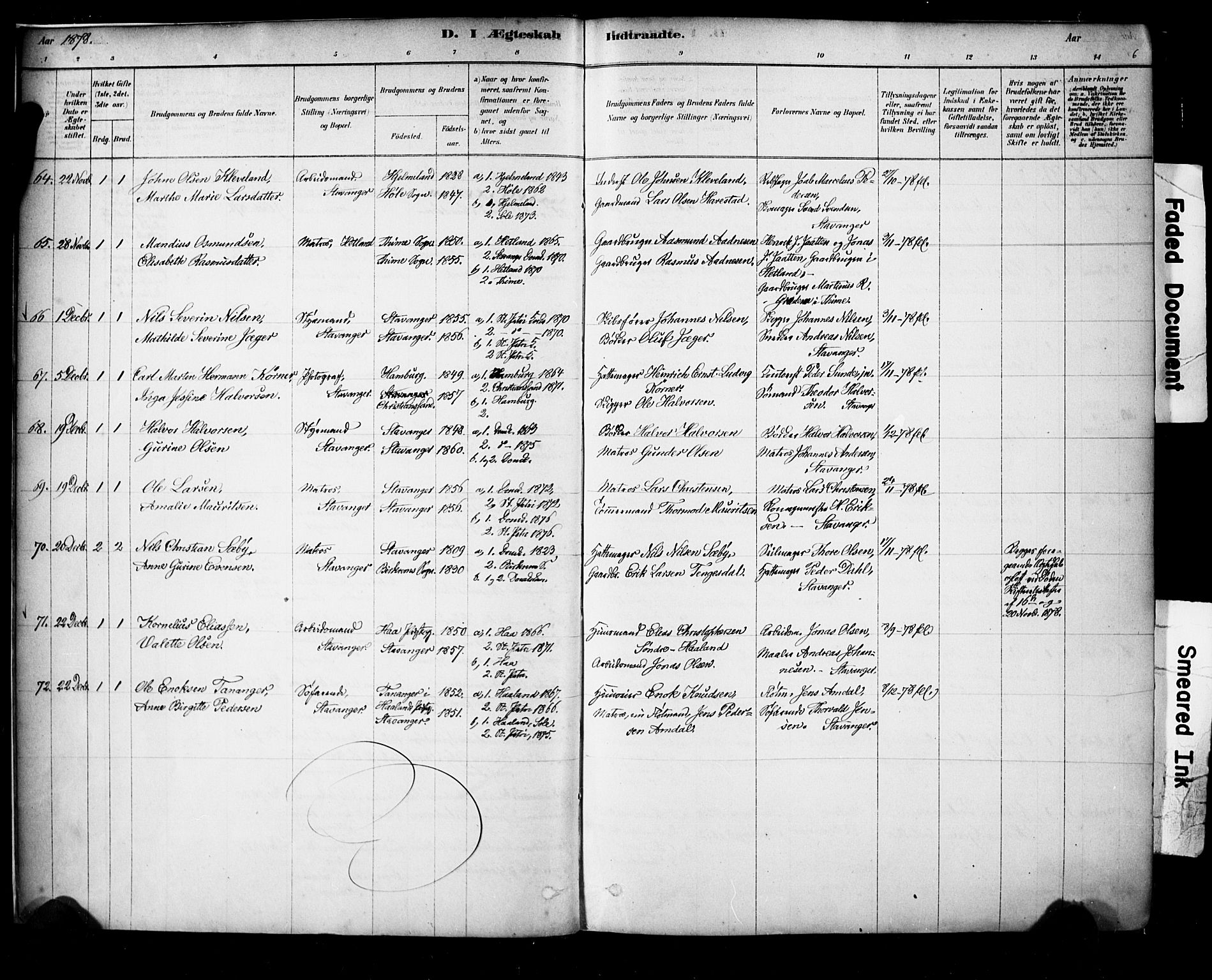 Domkirken sokneprestkontor, AV/SAST-A-101812/001/30/30BA/L0029: Parish register (official) no. A 28, 1878-1904, p. 6