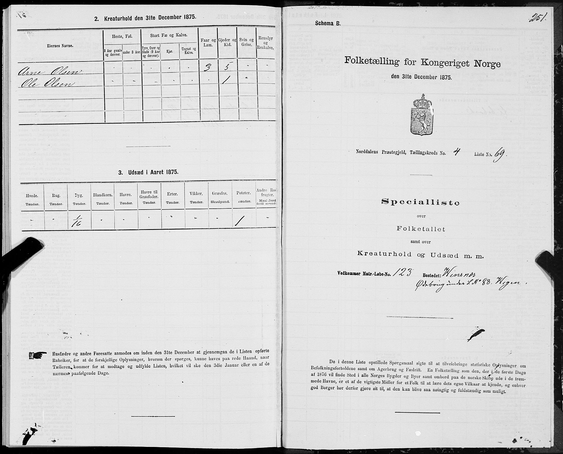 SAT, 1875 census for 1524P Norddal, 1875, p. 2251