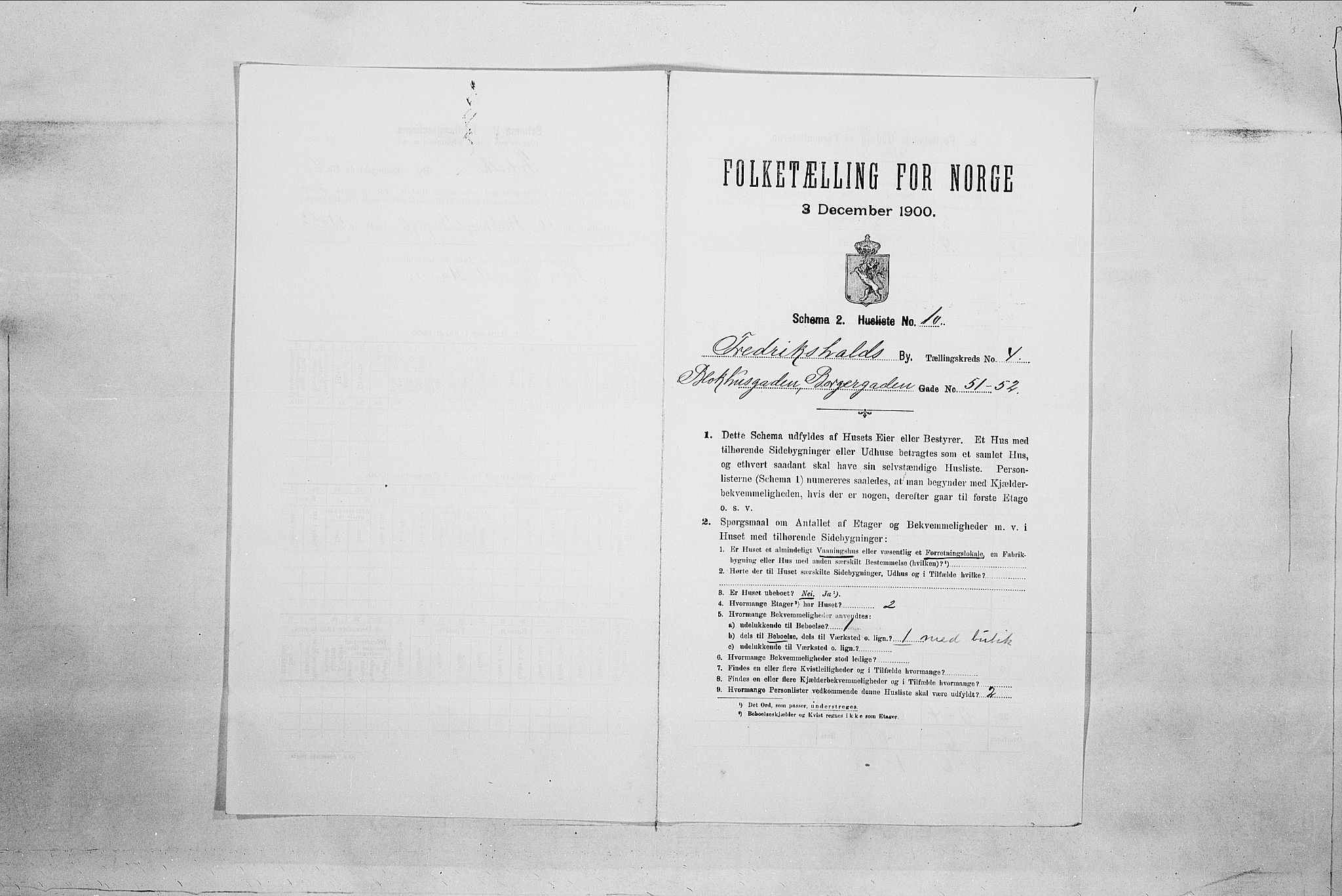 SAO, 1900 census for Fredrikshald, 1900