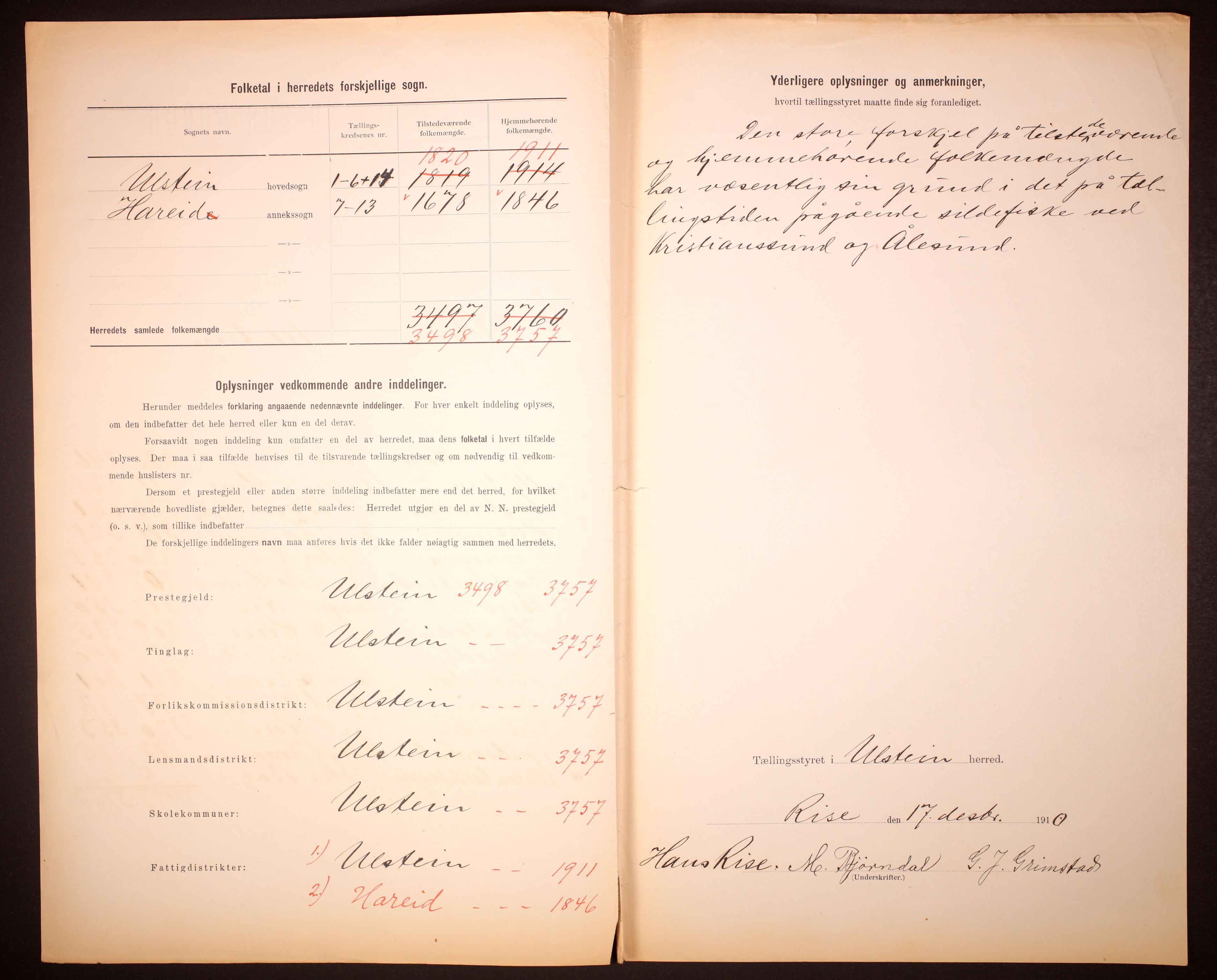 RA, 1910 census for Ulstein, 1910, p. 3