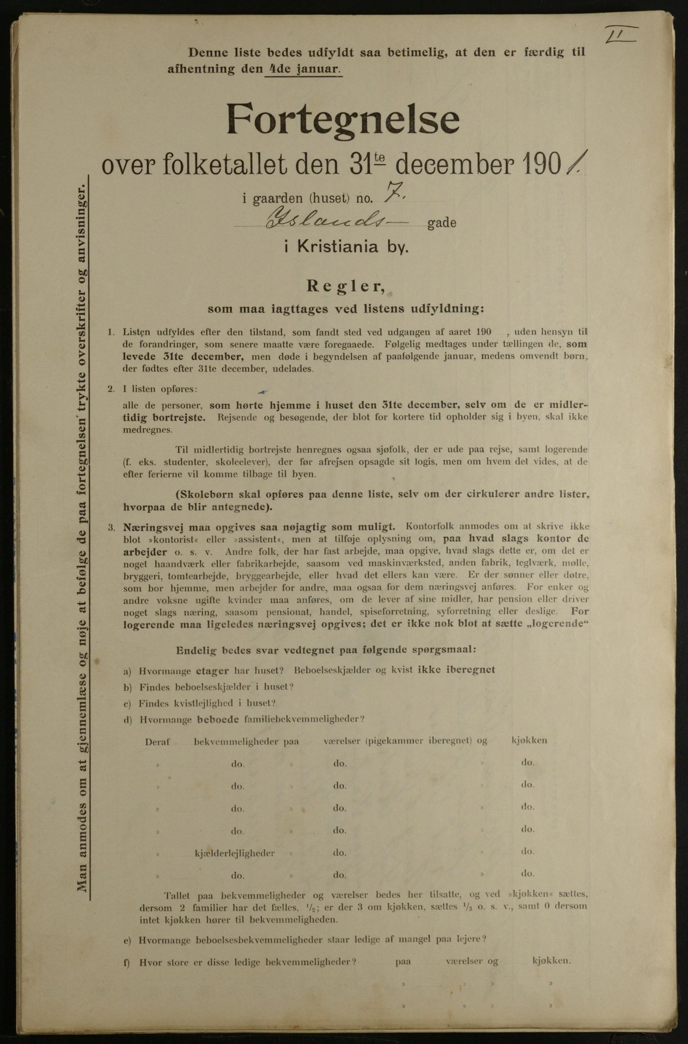 OBA, Municipal Census 1901 for Kristiania, 1901, p. 7031