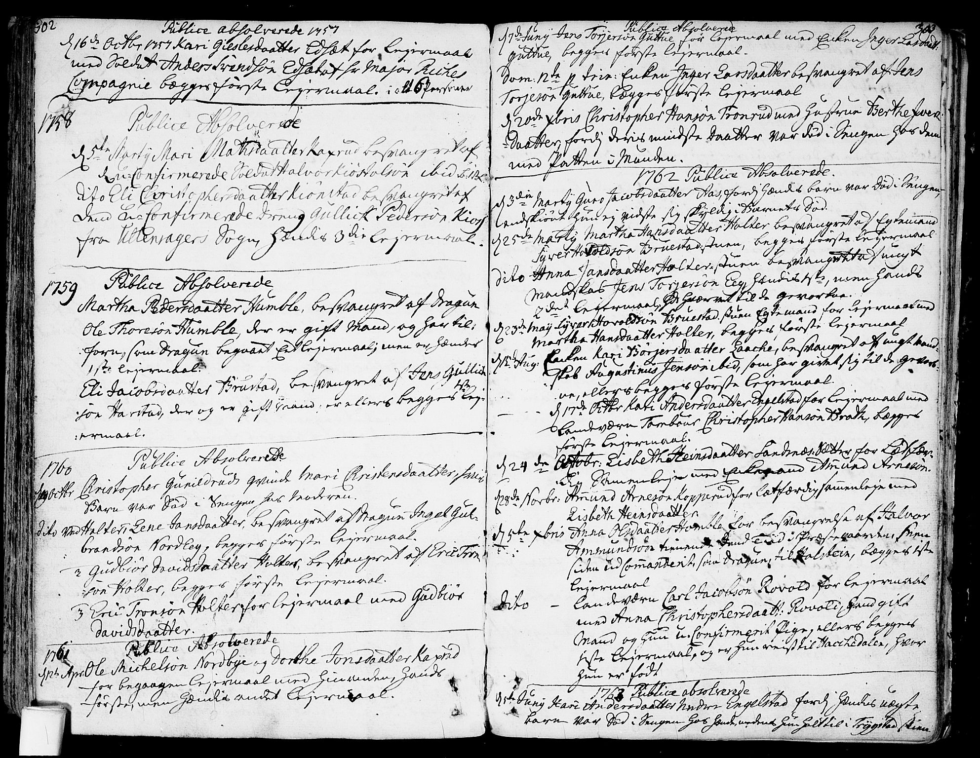 Nannestad prestekontor Kirkebøker, SAO/A-10414a/F/Fa/L0007: Parish register (official) no. I 7, 1754-1791, p. 302-303