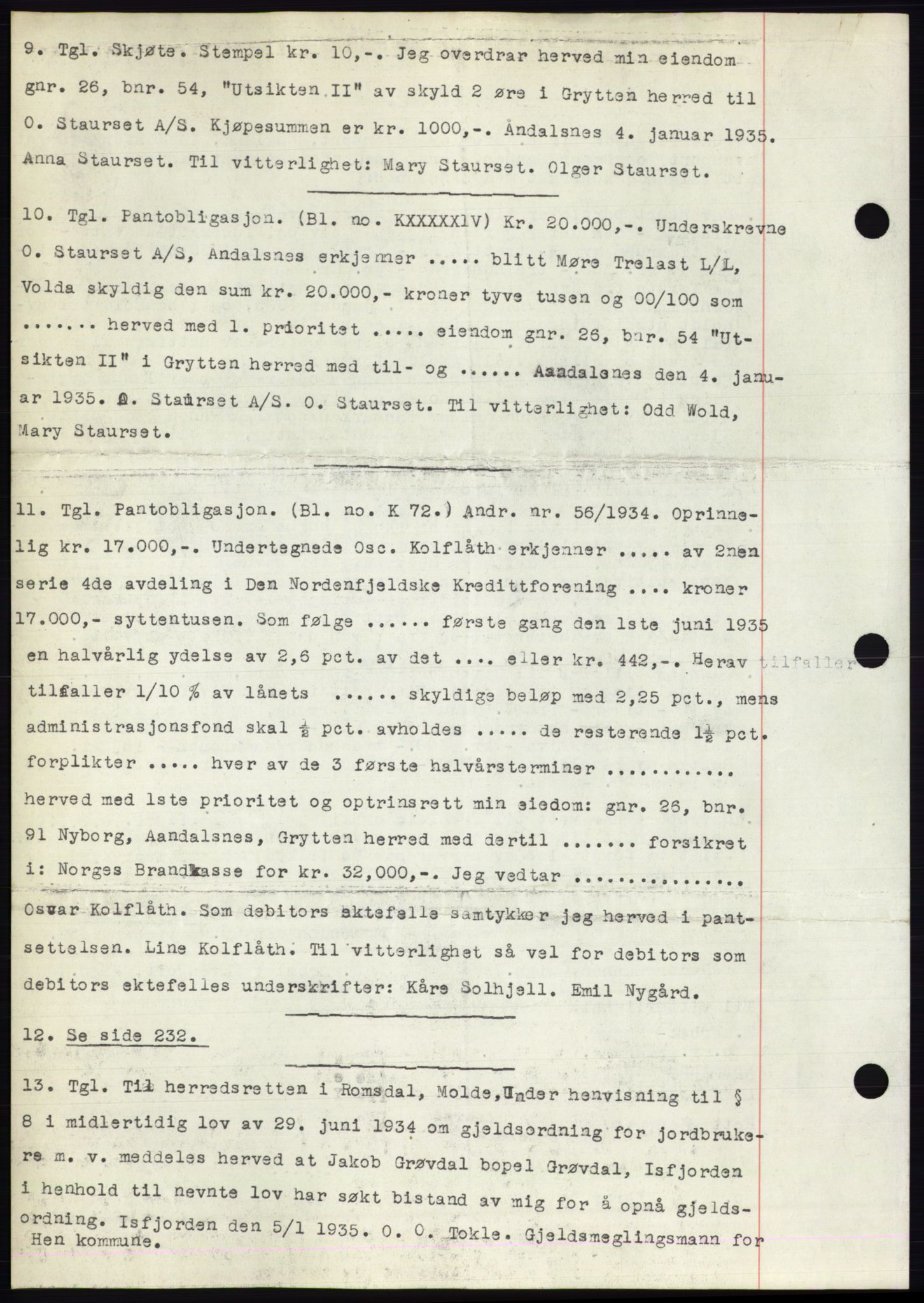 Romsdal sorenskriveri, AV/SAT-A-4149/1/2/2C/L0066: Mortgage book no. 60, 1934-1935, Deed date: 15.01.1935