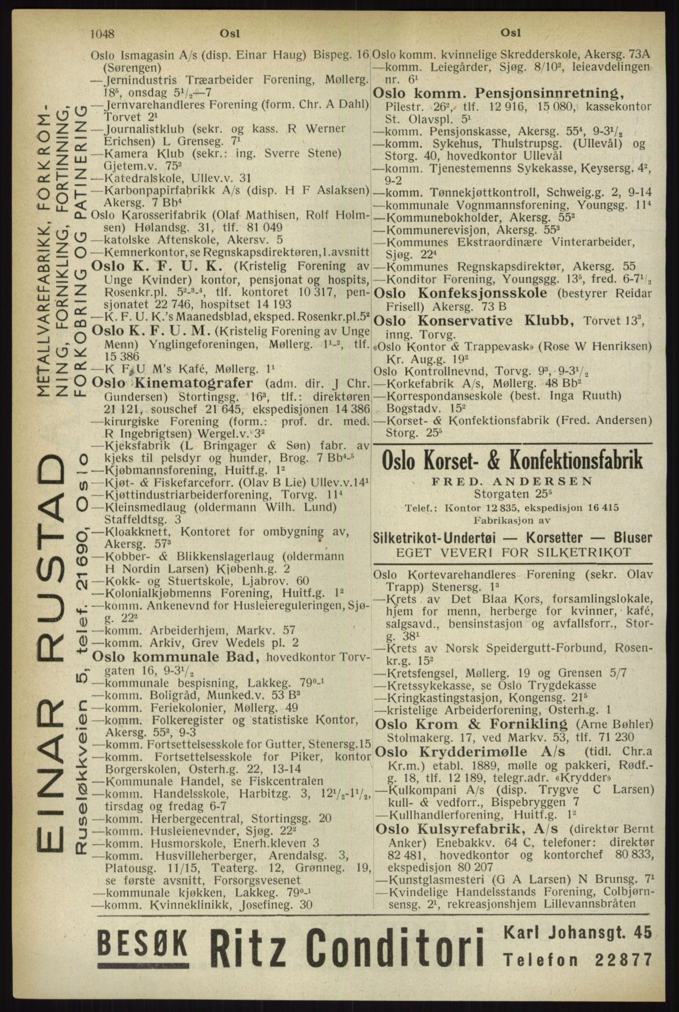 Kristiania/Oslo adressebok, PUBL/-, 1933, p. 1048