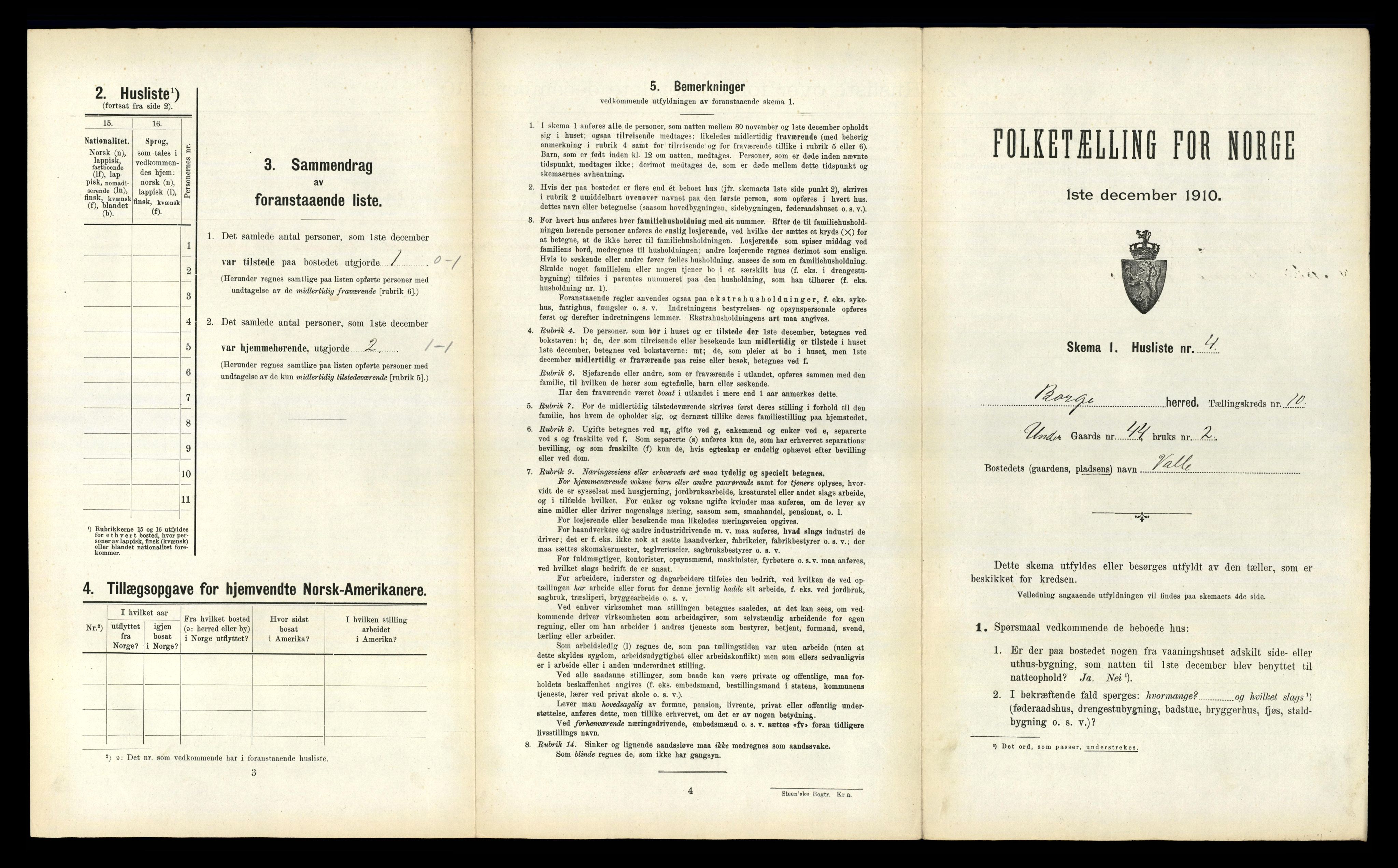 RA, 1910 census for Borge, 1910, p. 1001