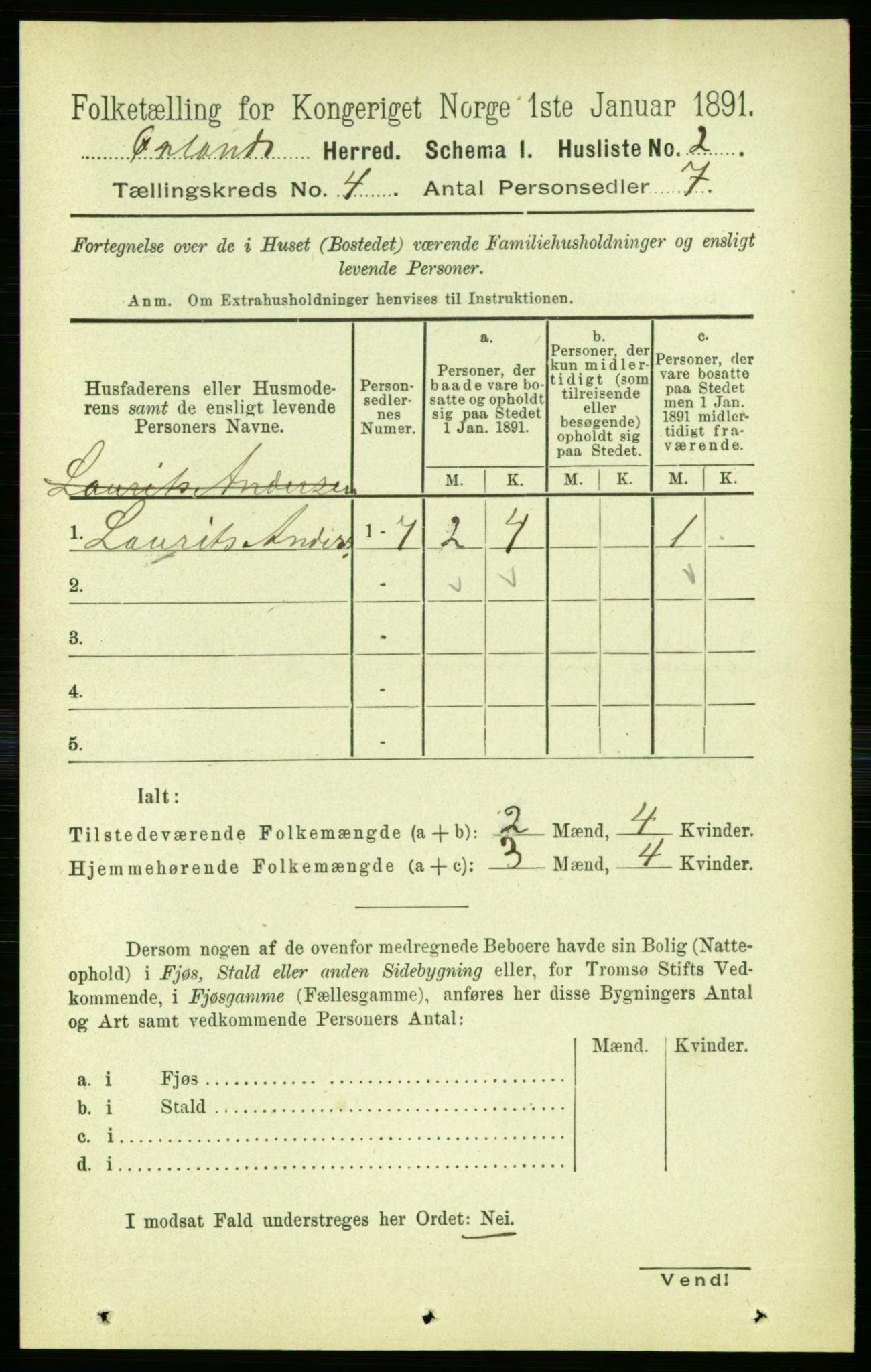 RA, 1891 census for 1621 Ørland, 1891, p. 1258