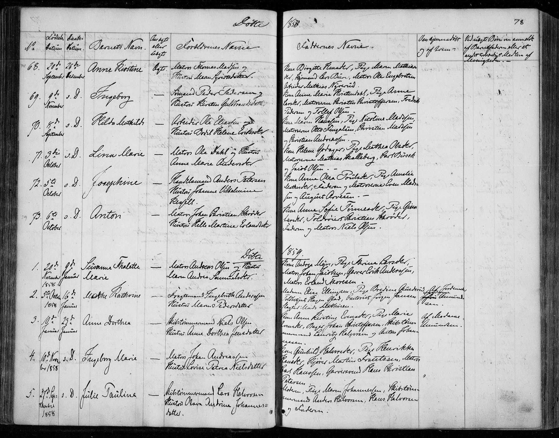 Holmestrand kirkebøker, AV/SAKO-A-346/F/Fa/L0002: Parish register (official) no. 2, 1840-1866, p. 78