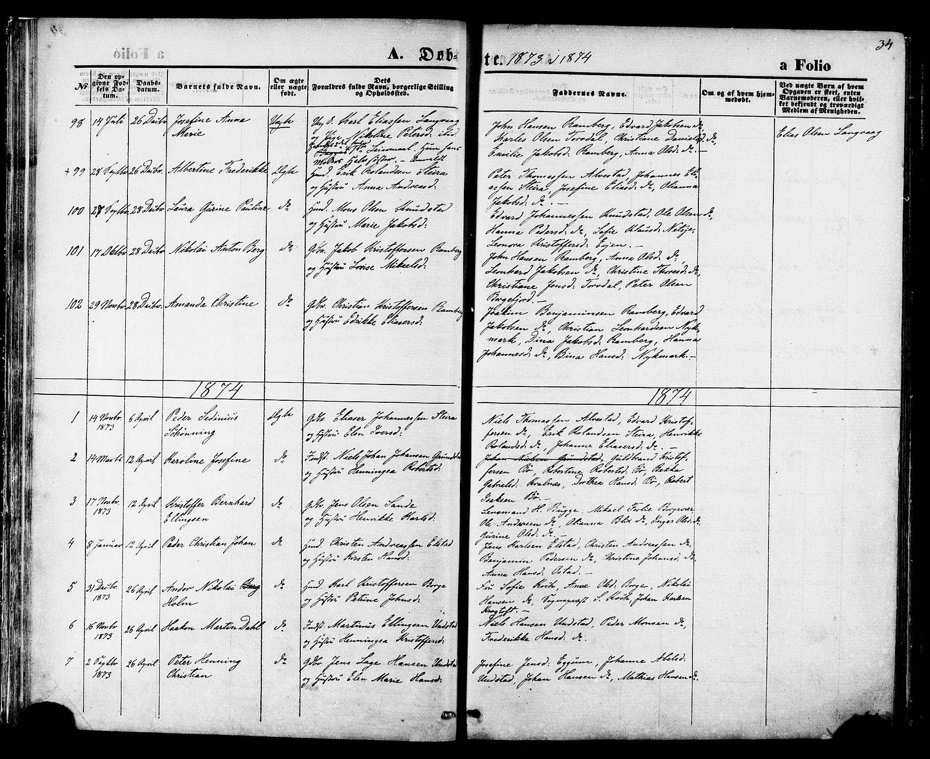 Ministerialprotokoller, klokkerbøker og fødselsregistre - Nordland, SAT/A-1459/880/L1132: Parish register (official) no. 880A06, 1869-1887, p. 34