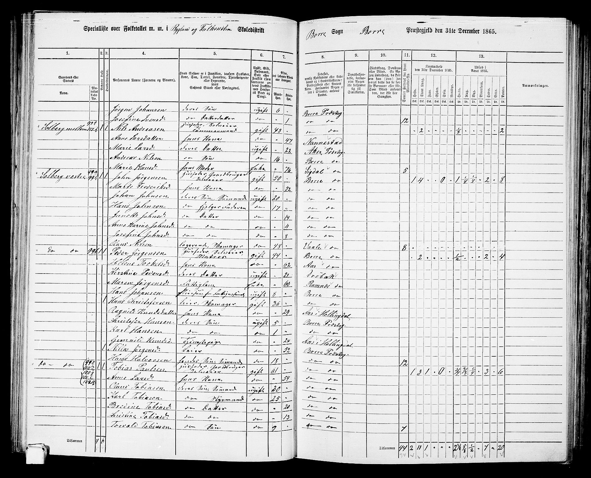 RA, 1865 census for Borre, 1865, p. 112