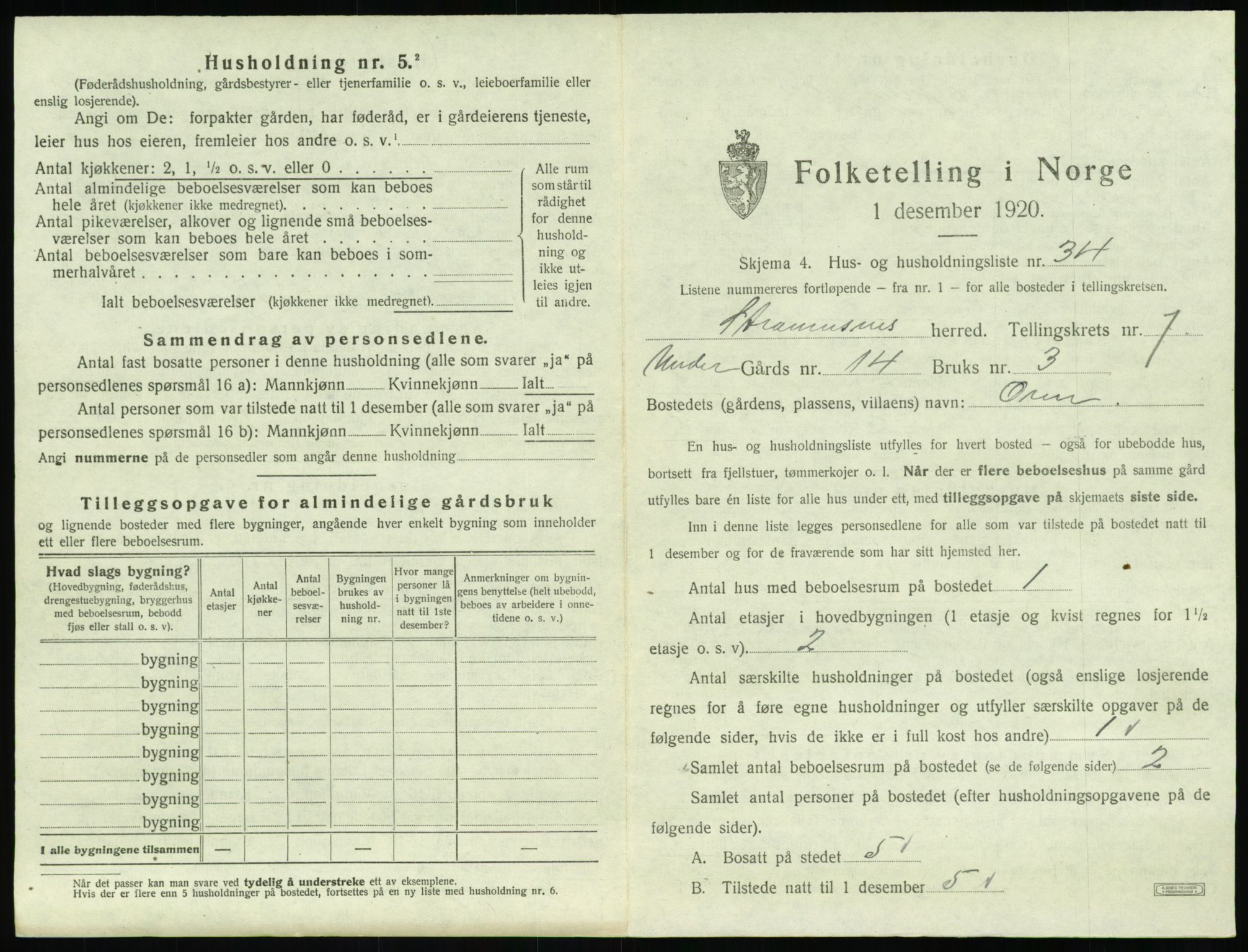 SAT, 1920 census for Straumsnes, 1920, p. 477