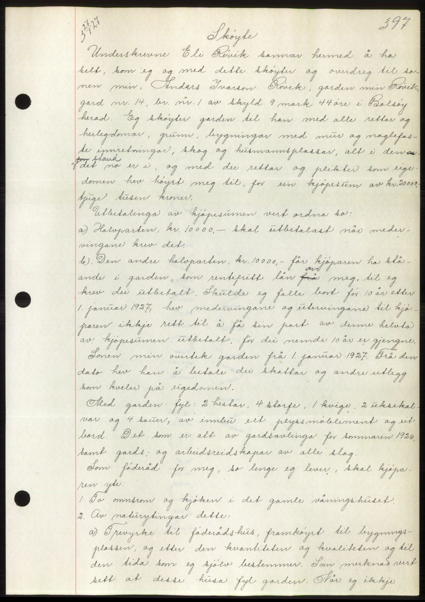 Romsdal sorenskriveri, AV/SAT-A-4149/1/2/2C/L0051: Mortgage book no. 45, 1926-1927, Deed date: 27.01.1927