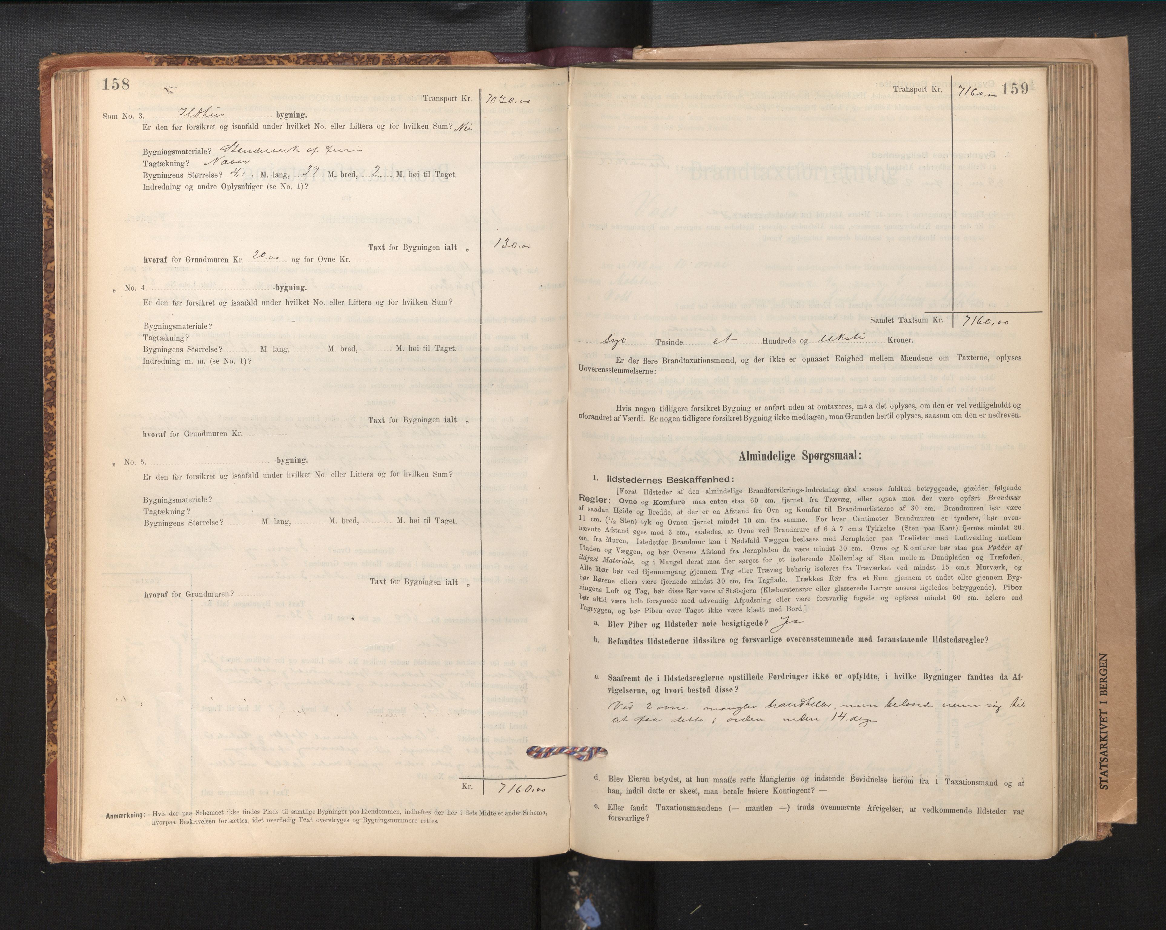 Lensmannen i Voss, SAB/A-35801/0012/L0008: Branntakstprotokoll, skjematakst, 1895-1945, p. 158-159