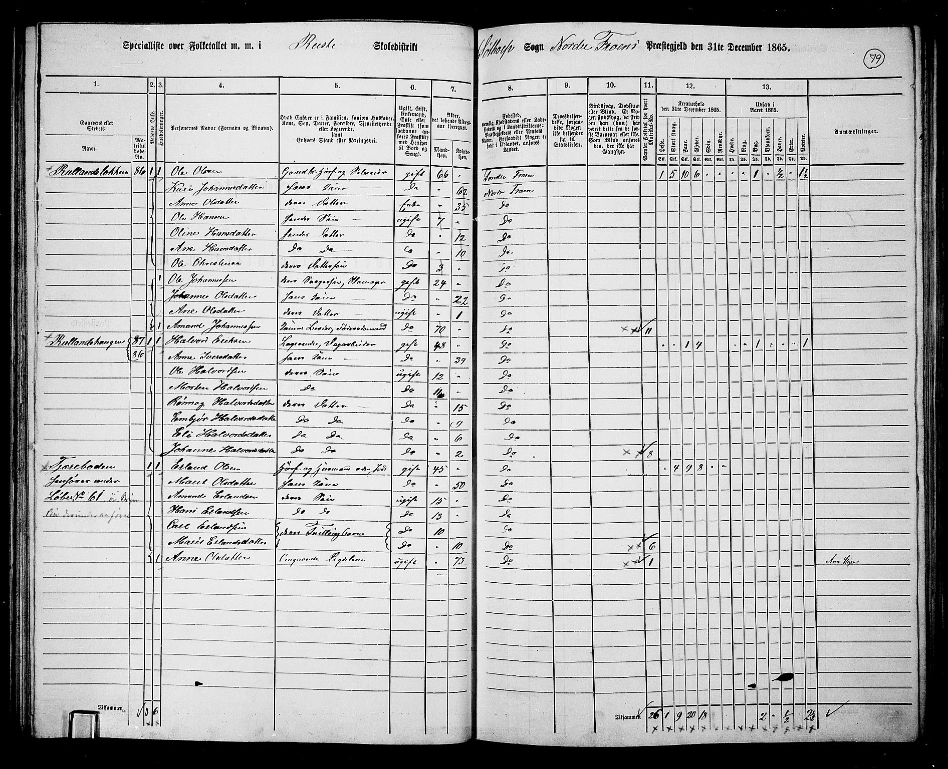 RA, 1865 census for Nord-Fron, 1865, p. 78
