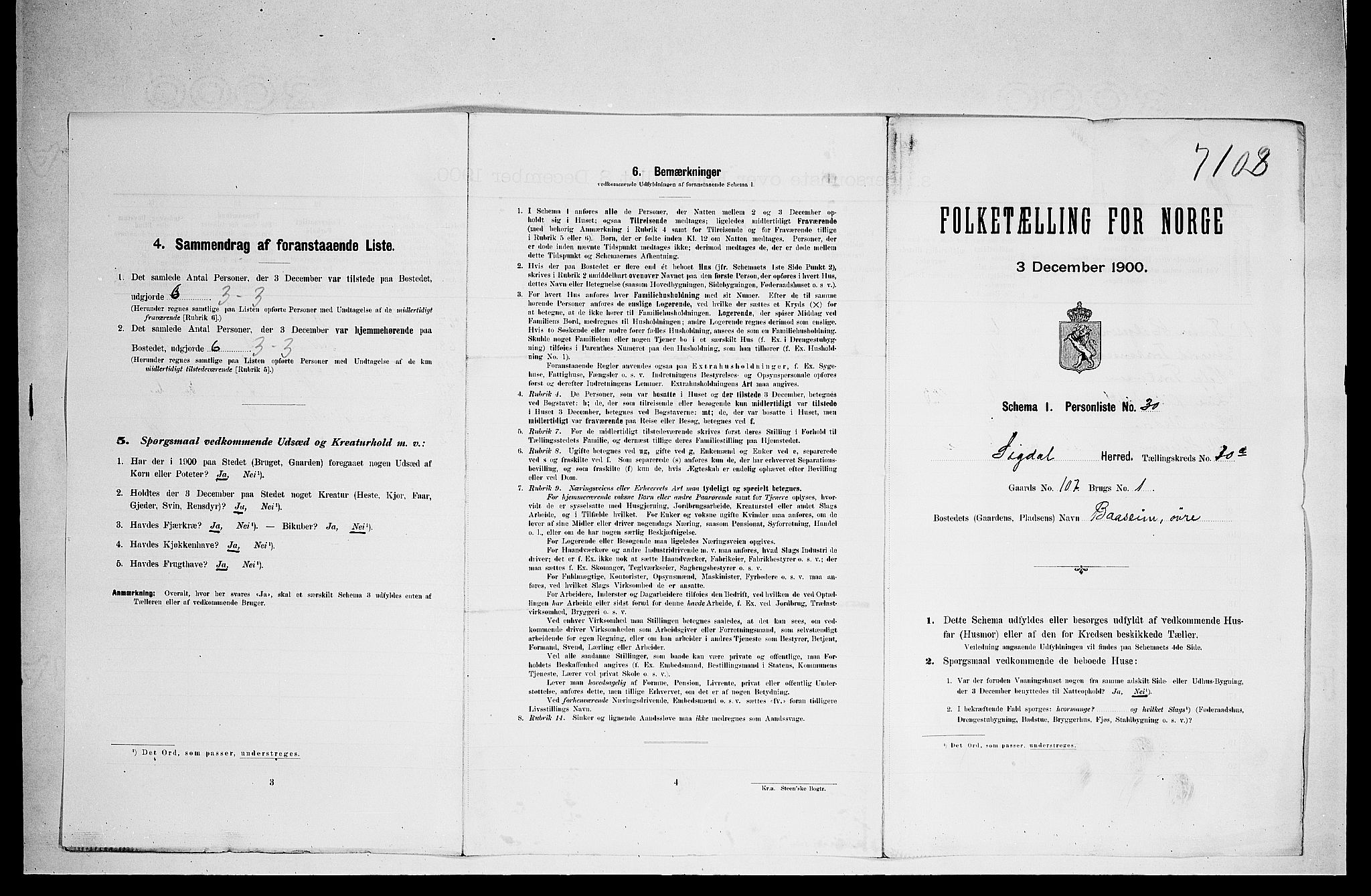 RA, 1900 census for Sigdal, 1900, p. 80