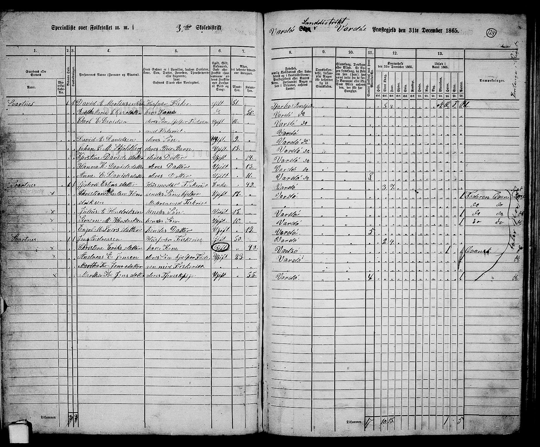 RA, 1865 census for Vardø/Vardø, 1865, p. 22