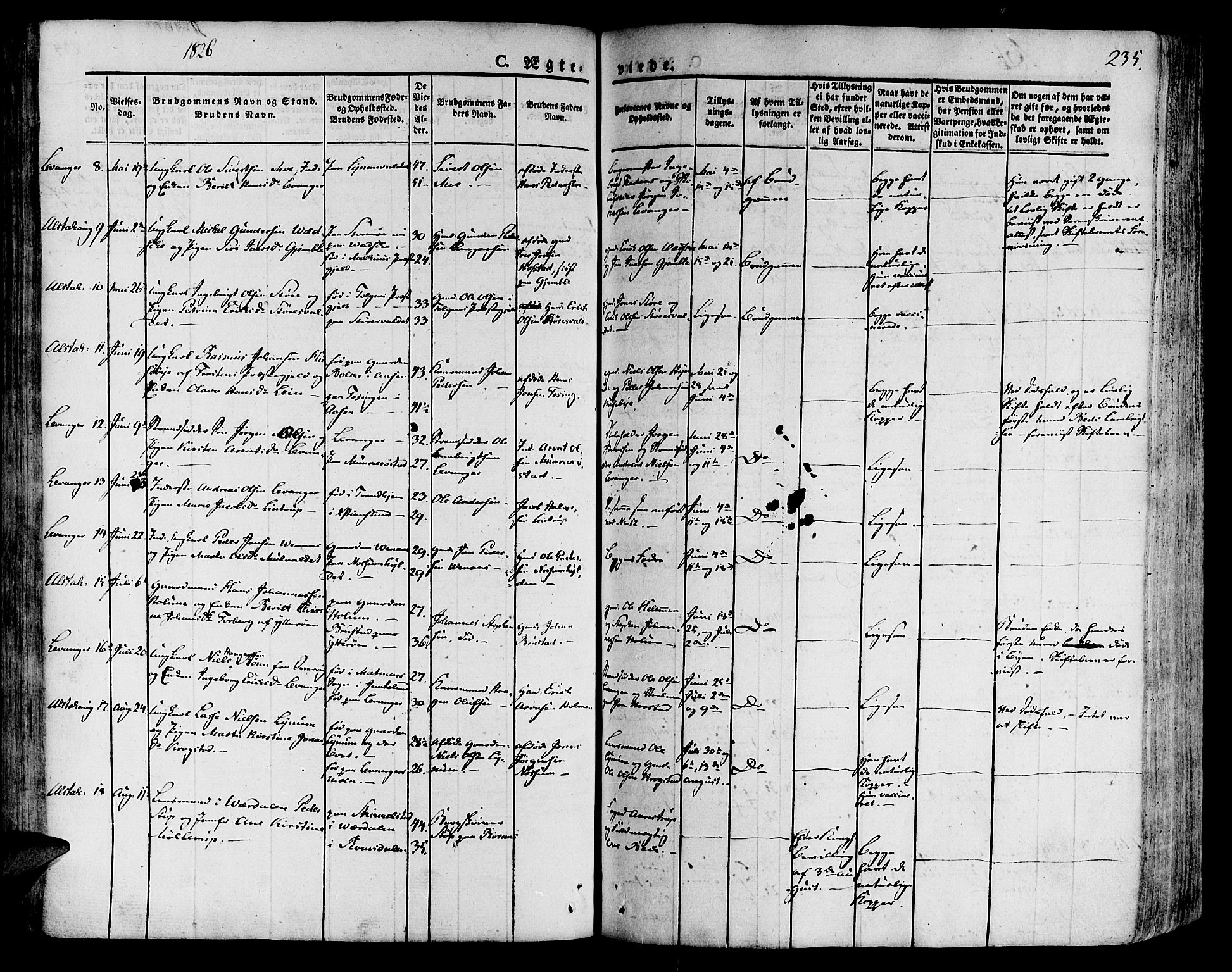 Ministerialprotokoller, klokkerbøker og fødselsregistre - Nord-Trøndelag, AV/SAT-A-1458/717/L0152: Parish register (official) no. 717A05 /1, 1825-1836, p. 235