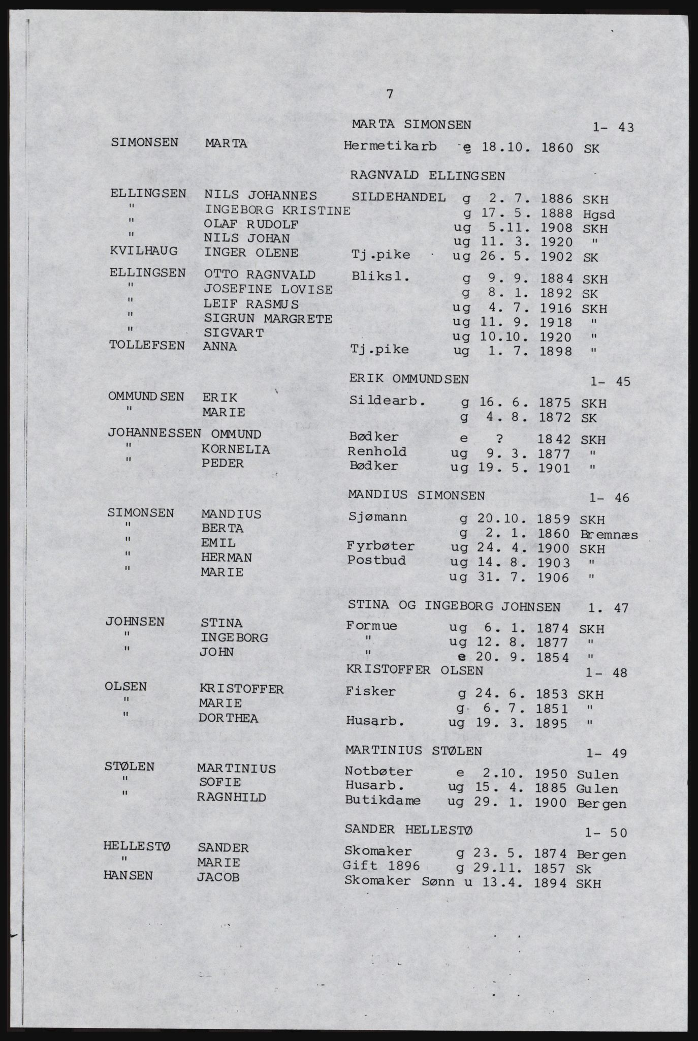 SAST, Copy of 1920 census for Karmøy, 1920, p. 19