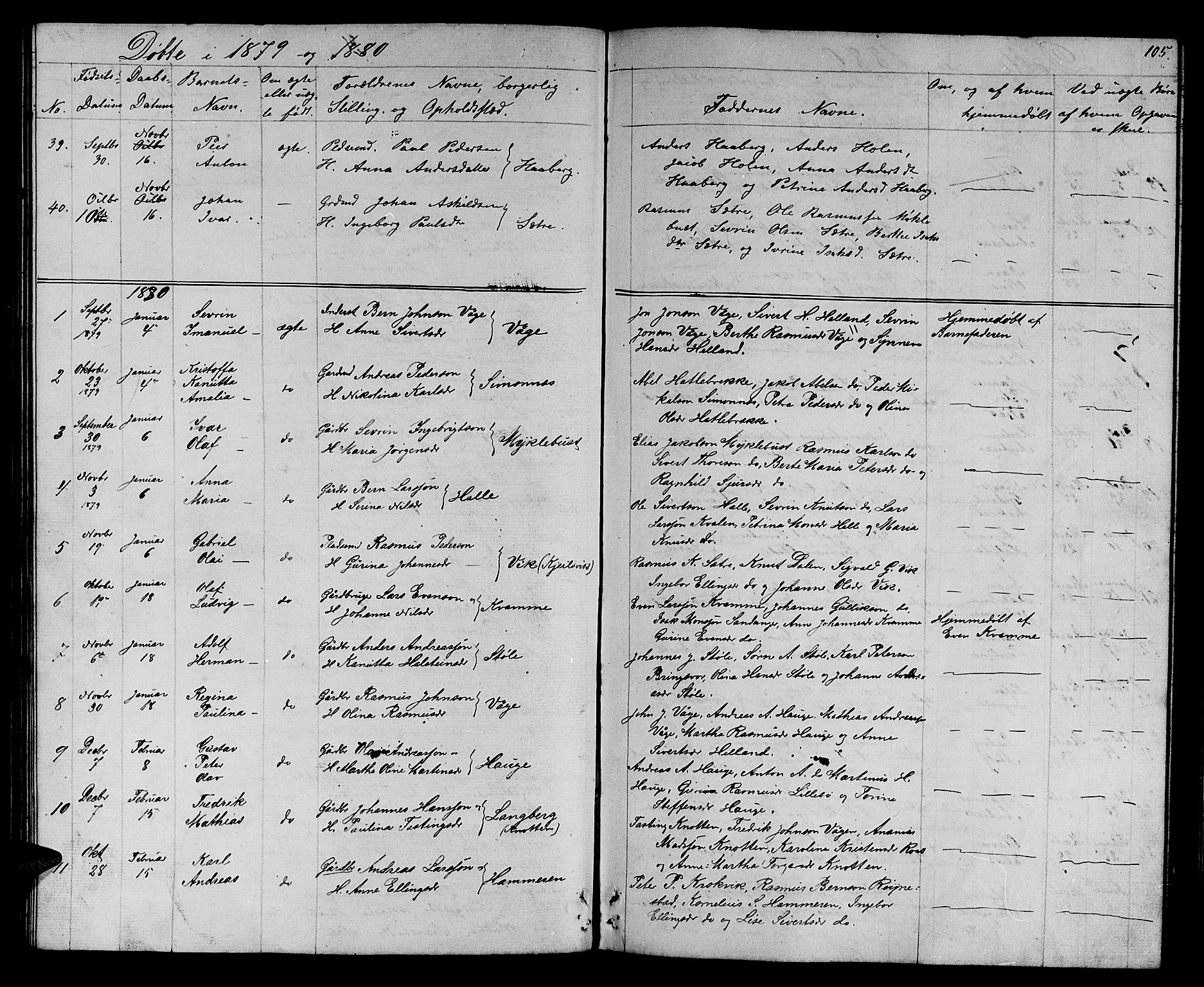 Ministerialprotokoller, klokkerbøker og fødselsregistre - Møre og Romsdal, AV/SAT-A-1454/503/L0047: Parish register (copy) no. 503C02, 1854-1884, p. 105