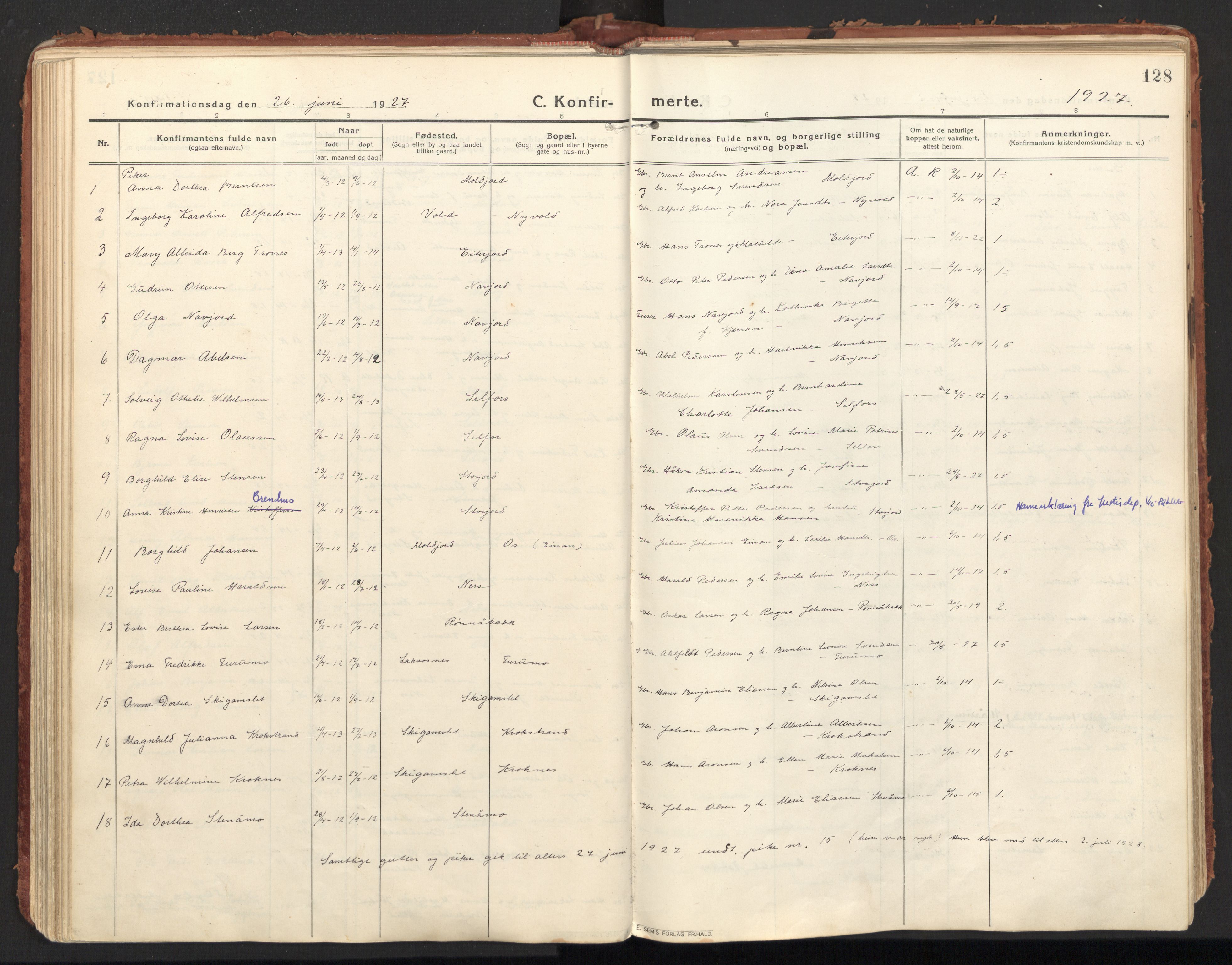 Ministerialprotokoller, klokkerbøker og fødselsregistre - Nordland, SAT/A-1459/846/L0650: Parish register (official) no. 846A08, 1916-1935, p. 128